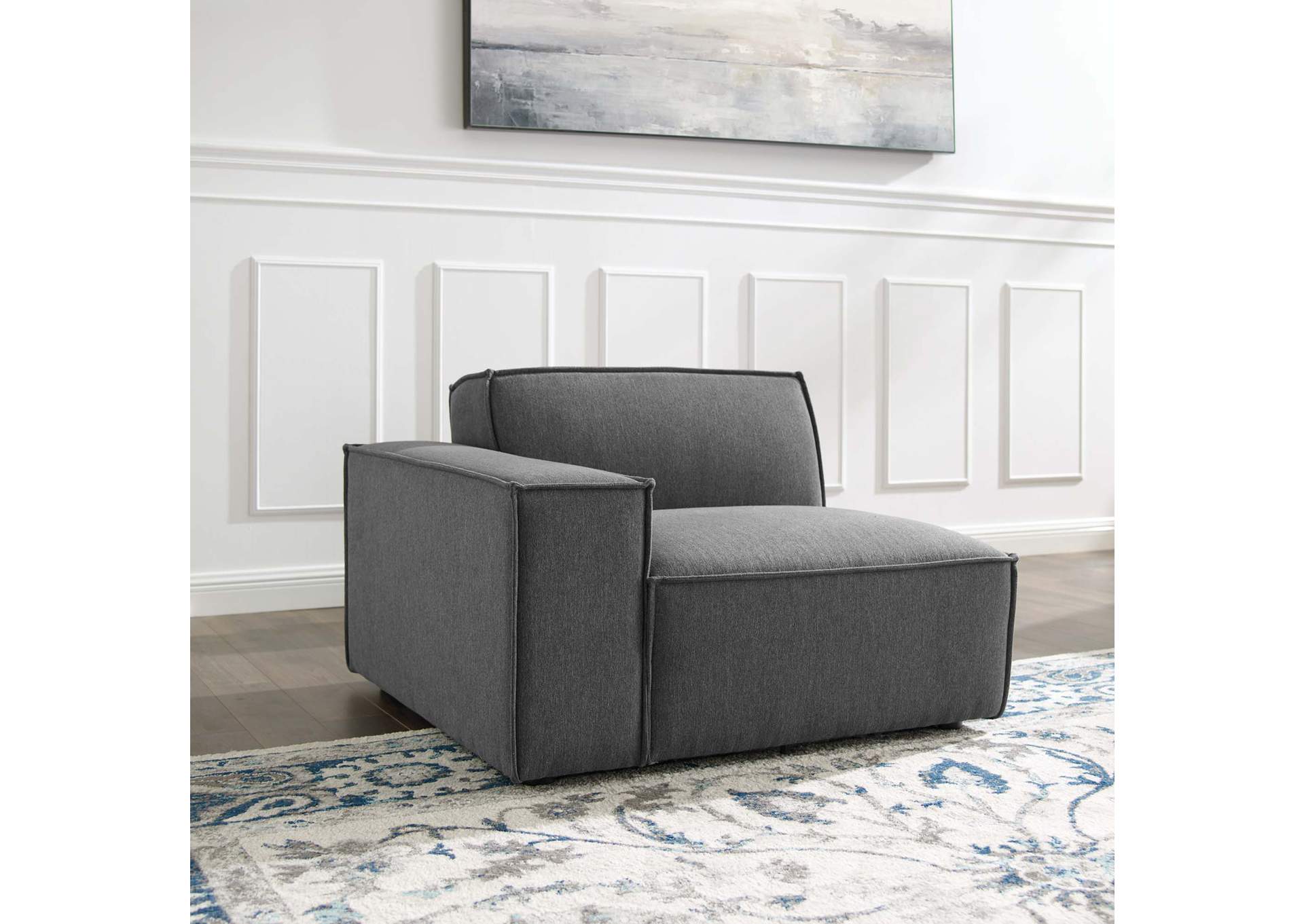 Charcoal Restore Left-Arm Sectional Sofa Chair,Modway