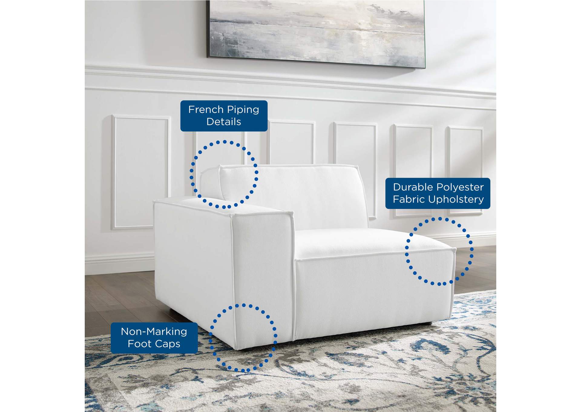 White Restore Left-Arm Sectional Sofa Chair,Modway