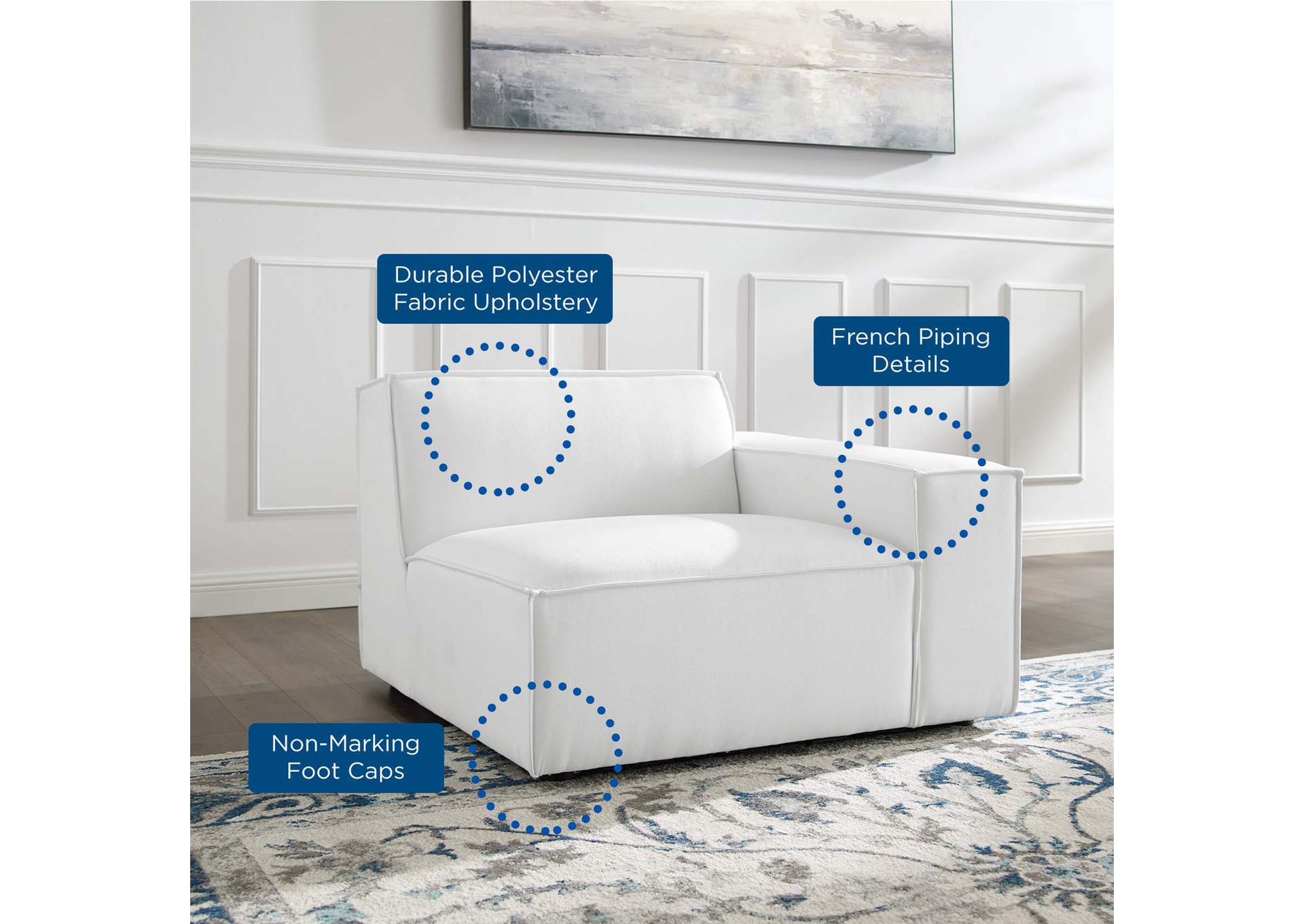 White Restore Right-Arm Sectional Sofa Chair,Modway