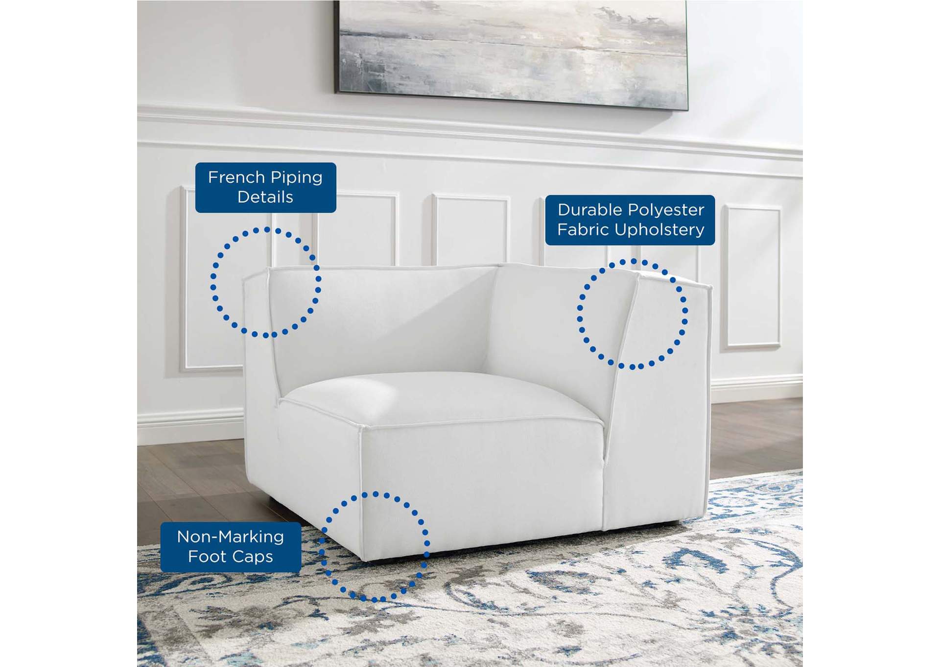 White Restore Sectional Sofa Corner Chair,Modway
