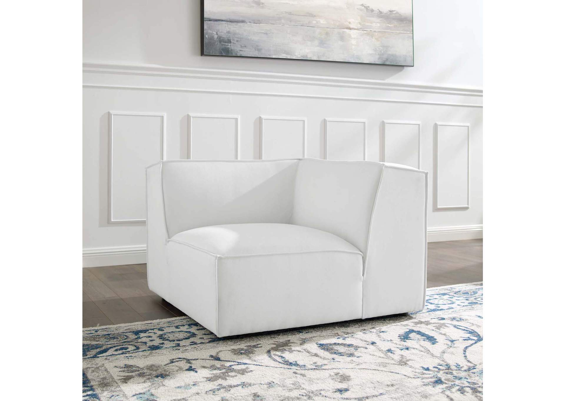 White Restore Sectional Sofa Corner Chair,Modway