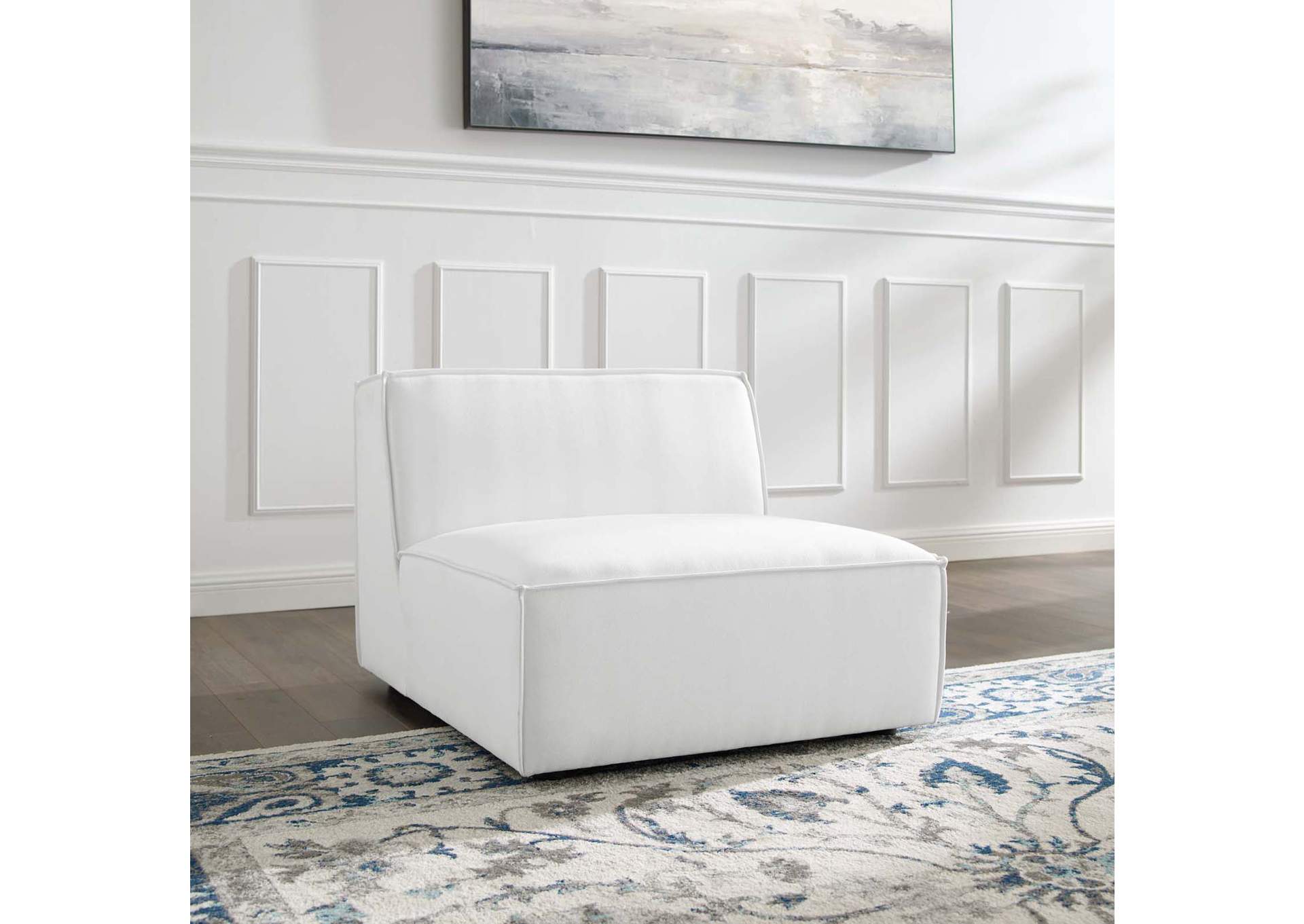 Restore White Sectional Sofa Armless Chair,Modway