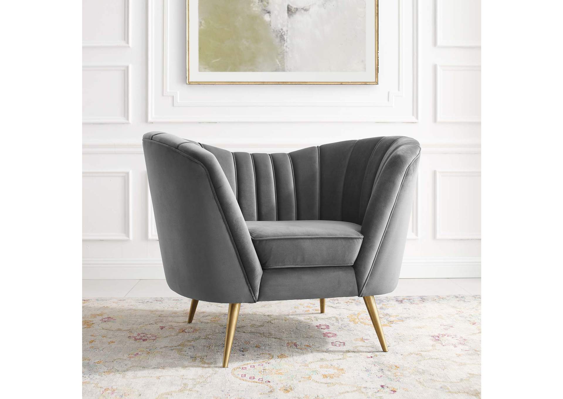 Gray Opportunity Performance Velvet Arm Chair,Modway
