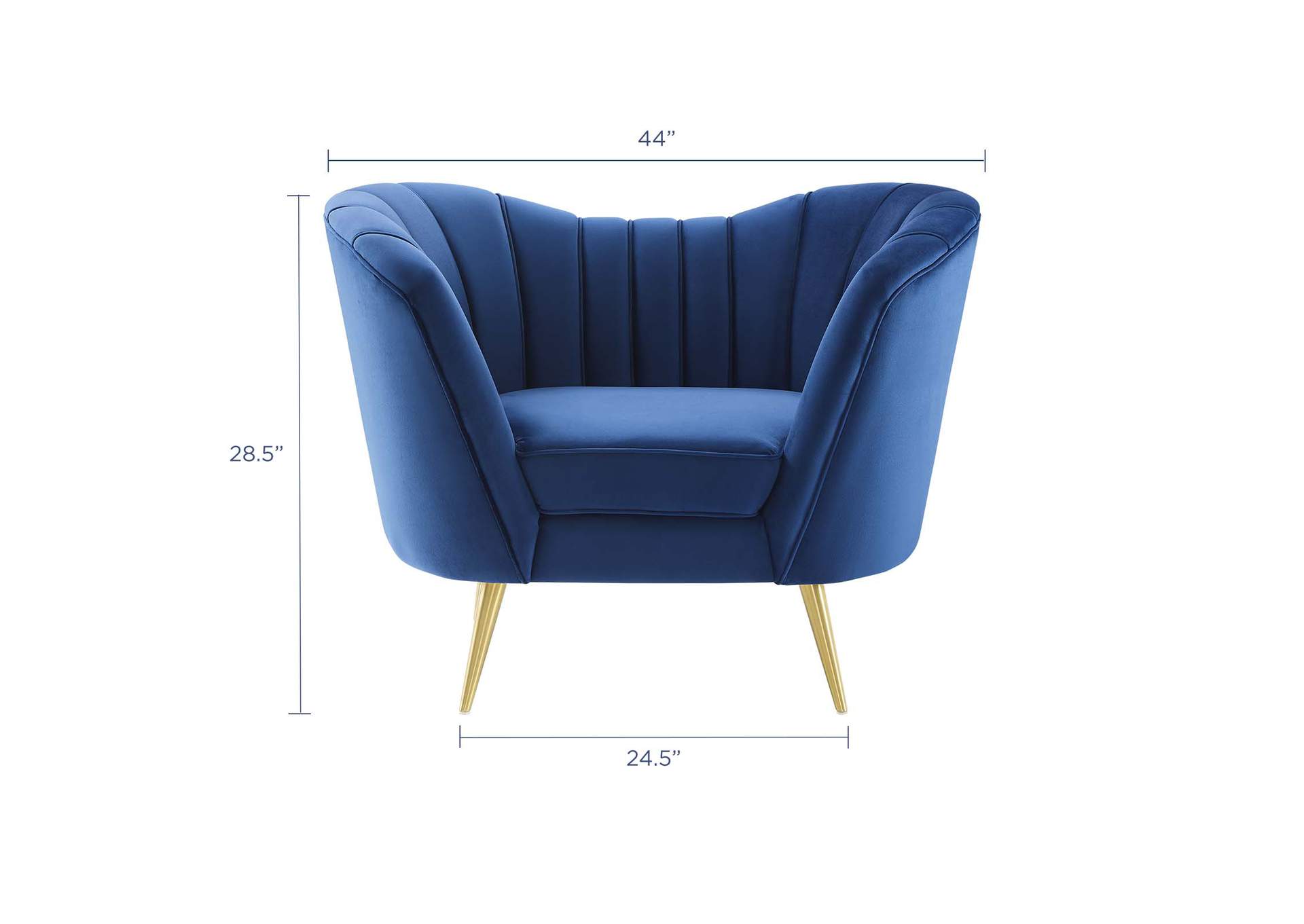 Navy Opportunity Performance Velvet Arm Chair,Modway