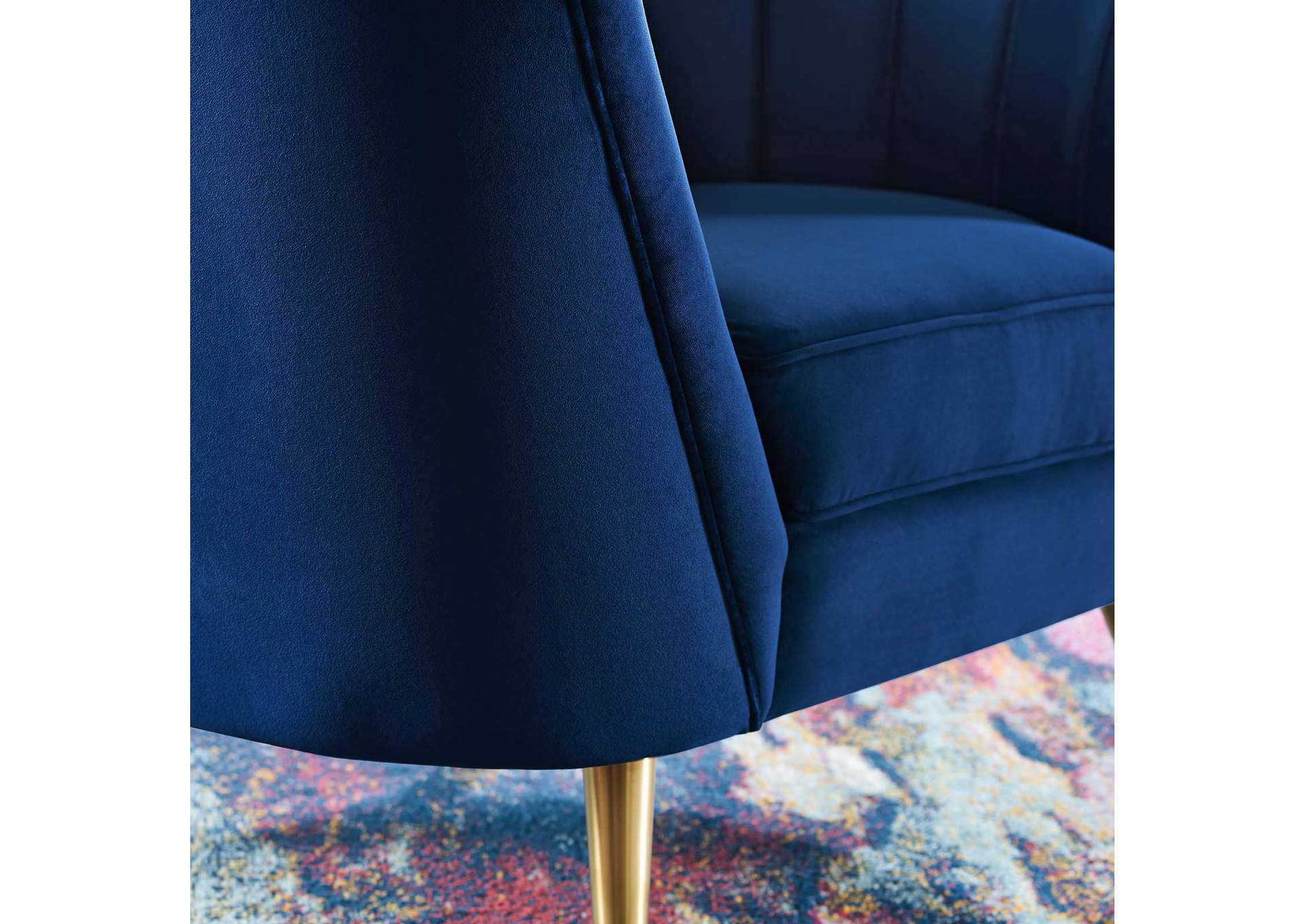 Navy Opportunity Performance Velvet Arm Chair,Modway