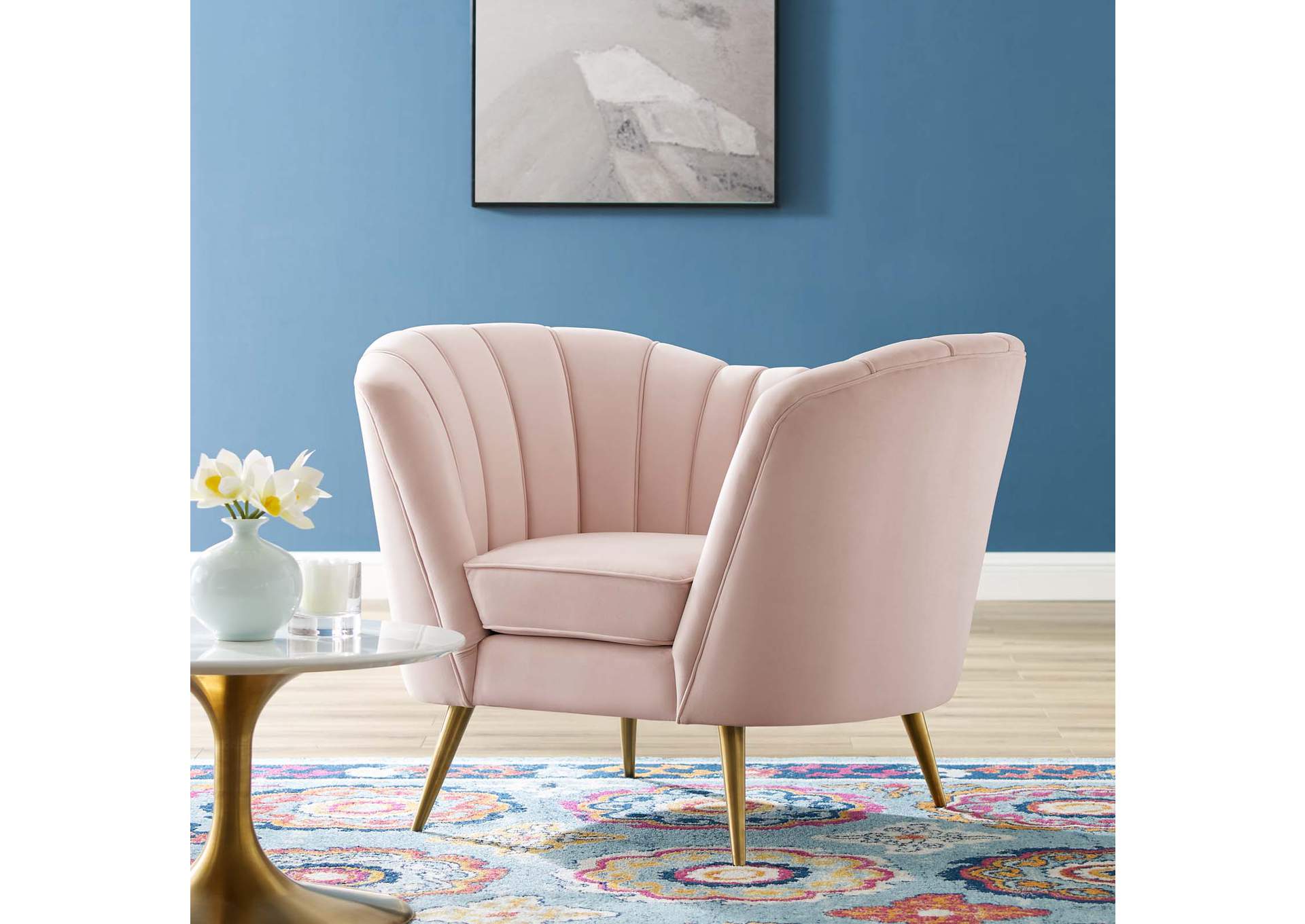 Pink Opportunity Performance Velvet Arm Chair,Modway