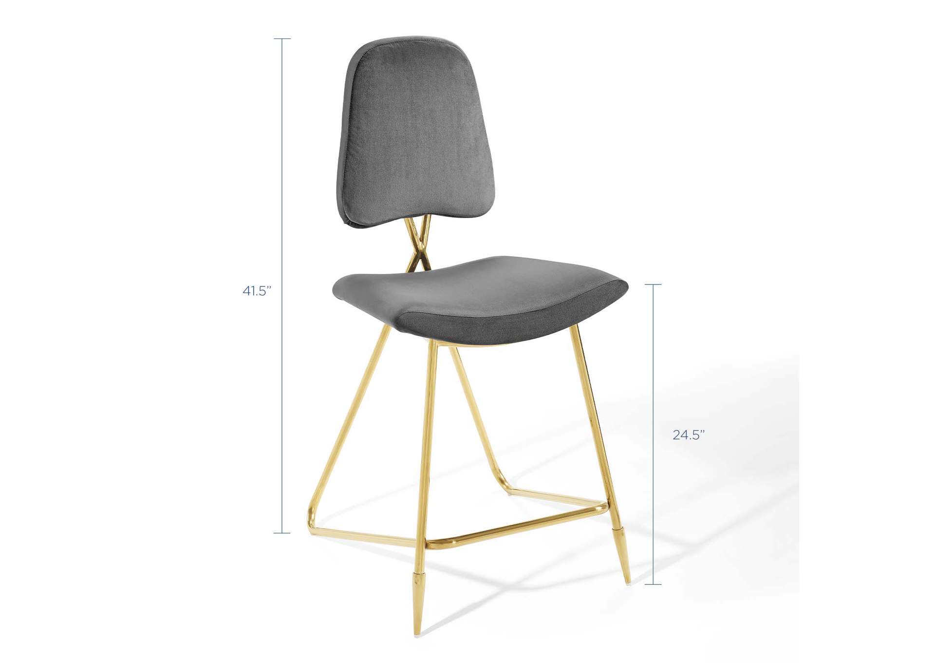 Gray Ponder Performance Velvet Counter Stool,Modway
