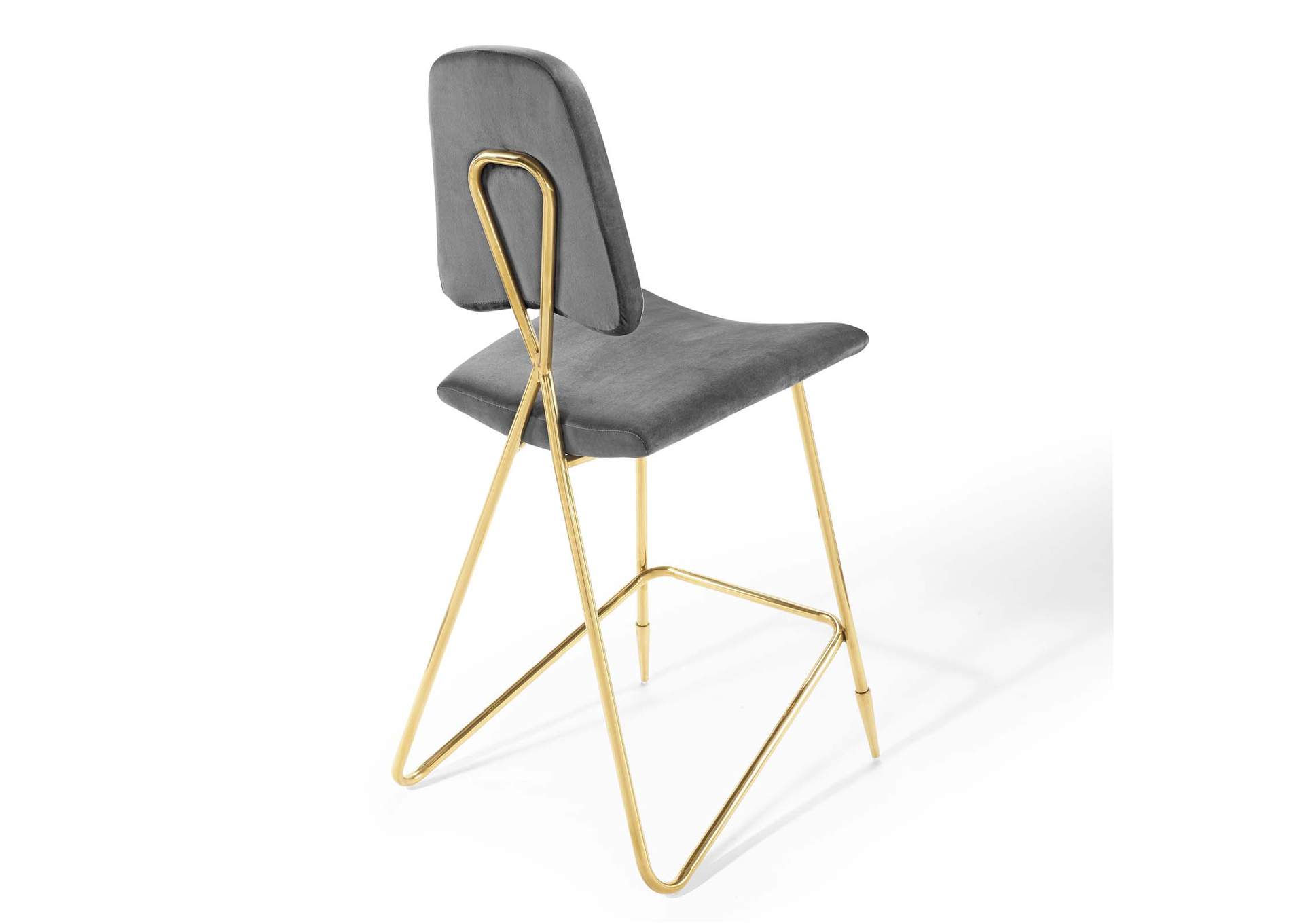Gray Ponder Performance Velvet Bar Stool,Modway