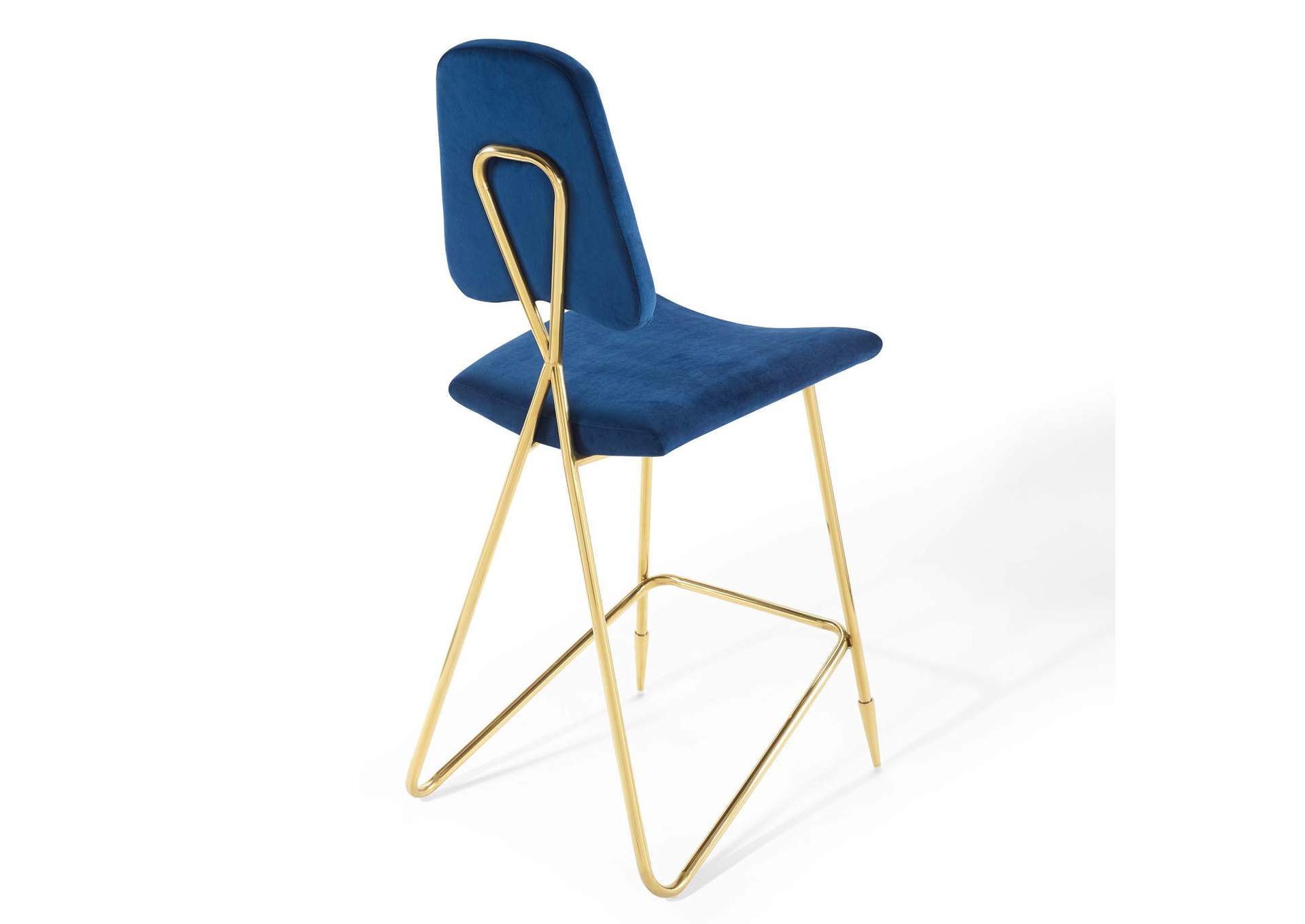 Navy Ponder Performance Velvet Bar Stool,Modway