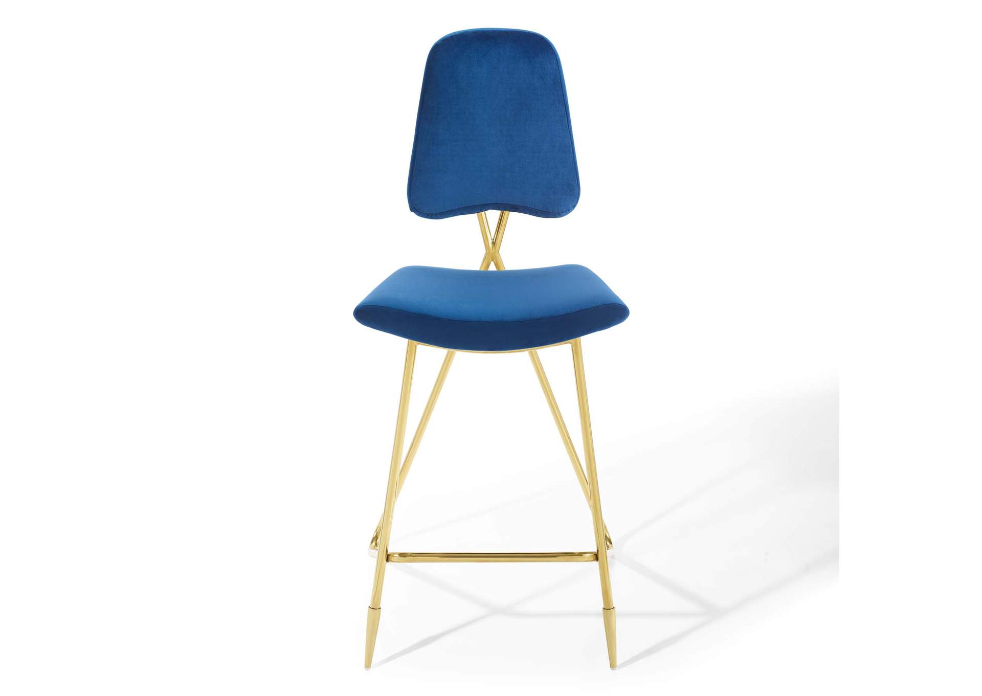 Navy Ponder Performance Velvet Bar Stool,Modway