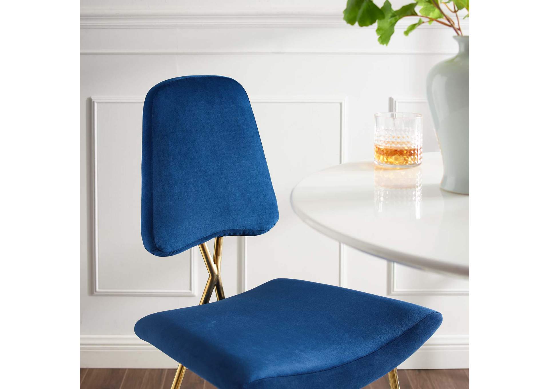 Navy Ponder Performance Velvet Bar Stool,Modway