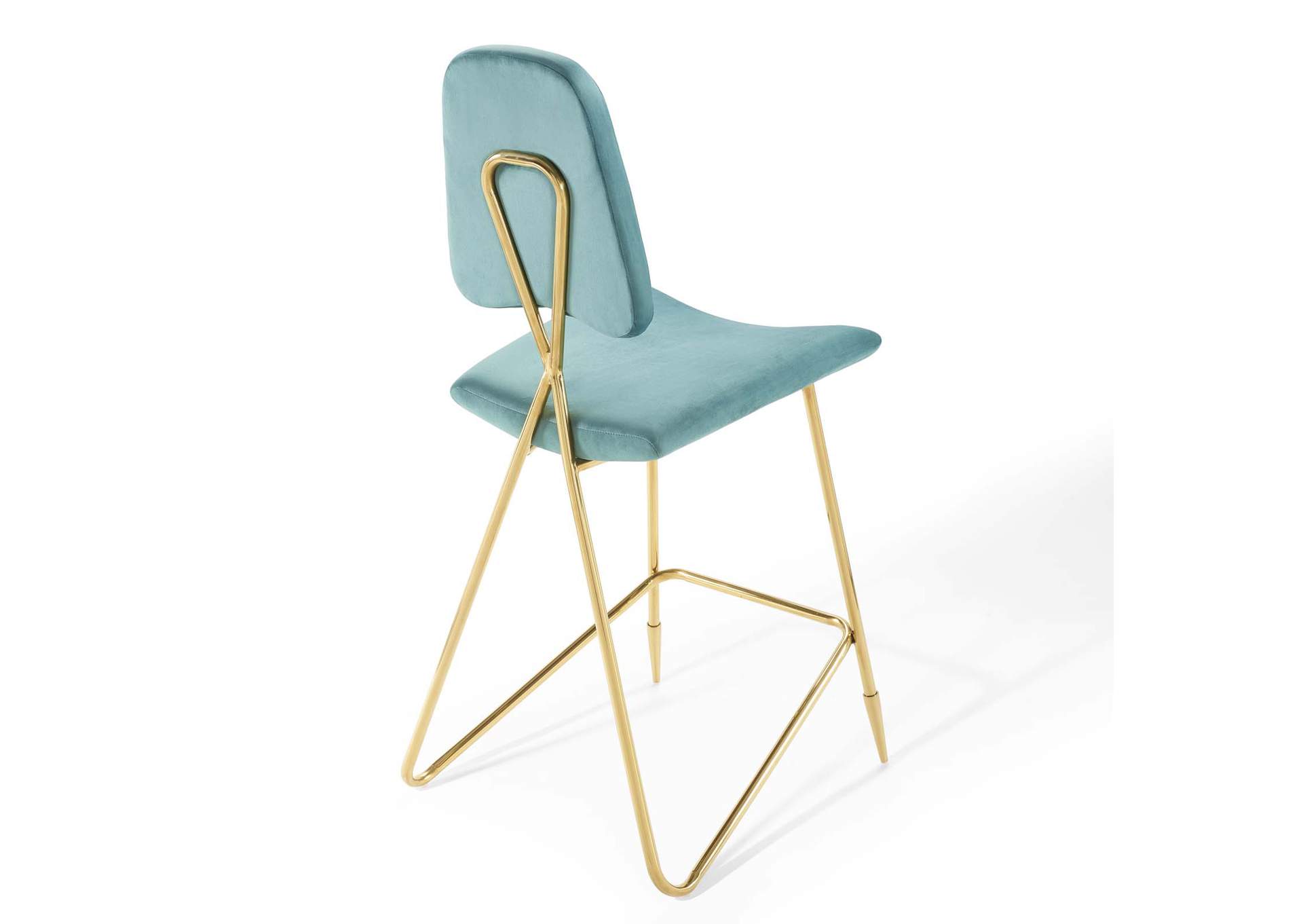 Sea Blue Ponder Performance Velvet Bar Stool,Modway