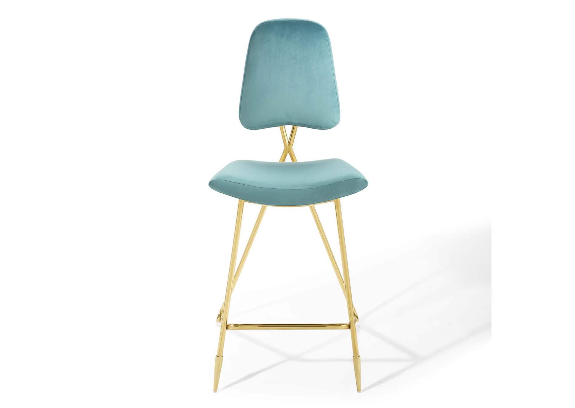 Sea Blue Ponder Performance Velvet Bar Stool,Modway