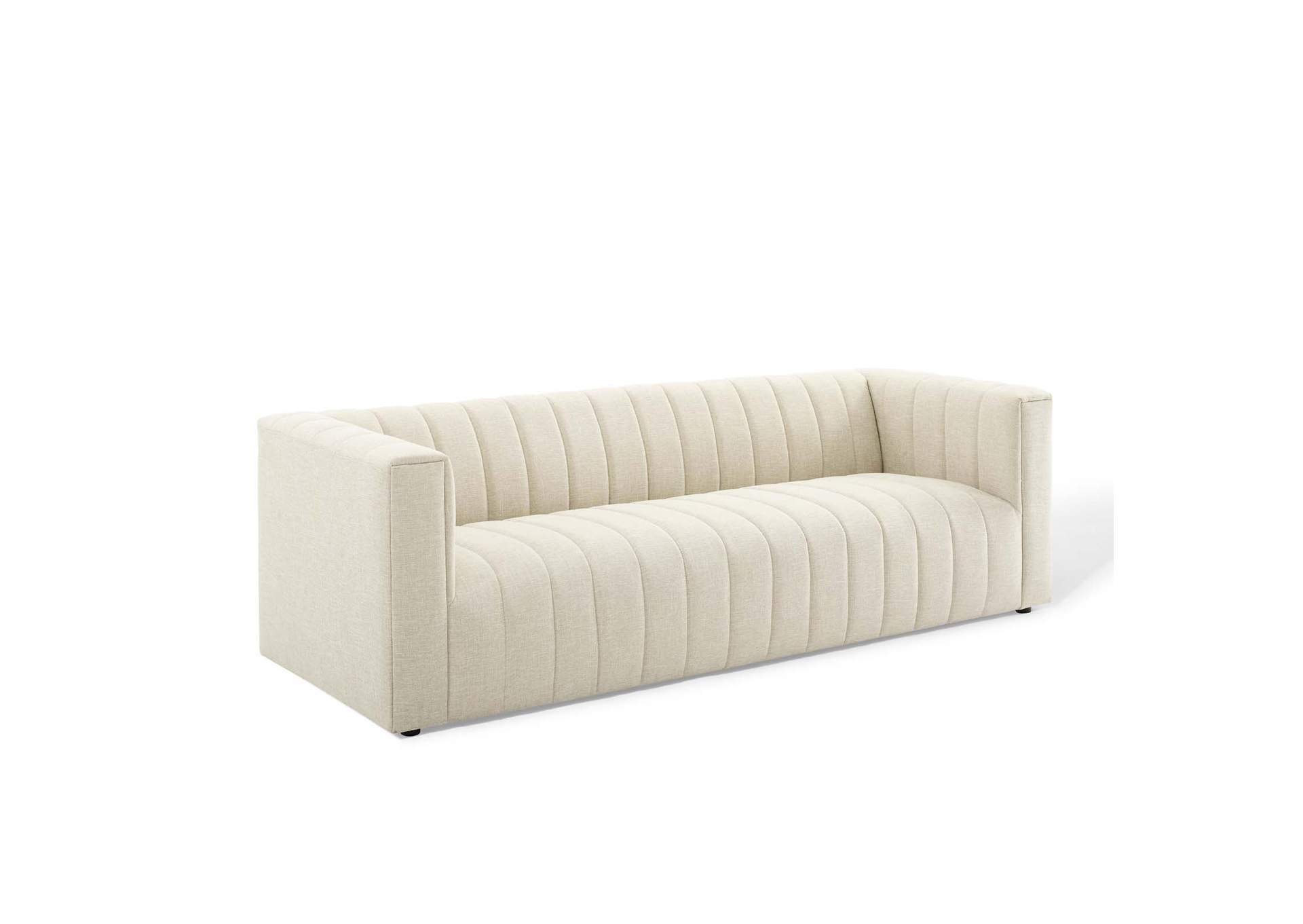 Beige Reflection Channel Tufted Upholstered Fabric Sofa,Modway