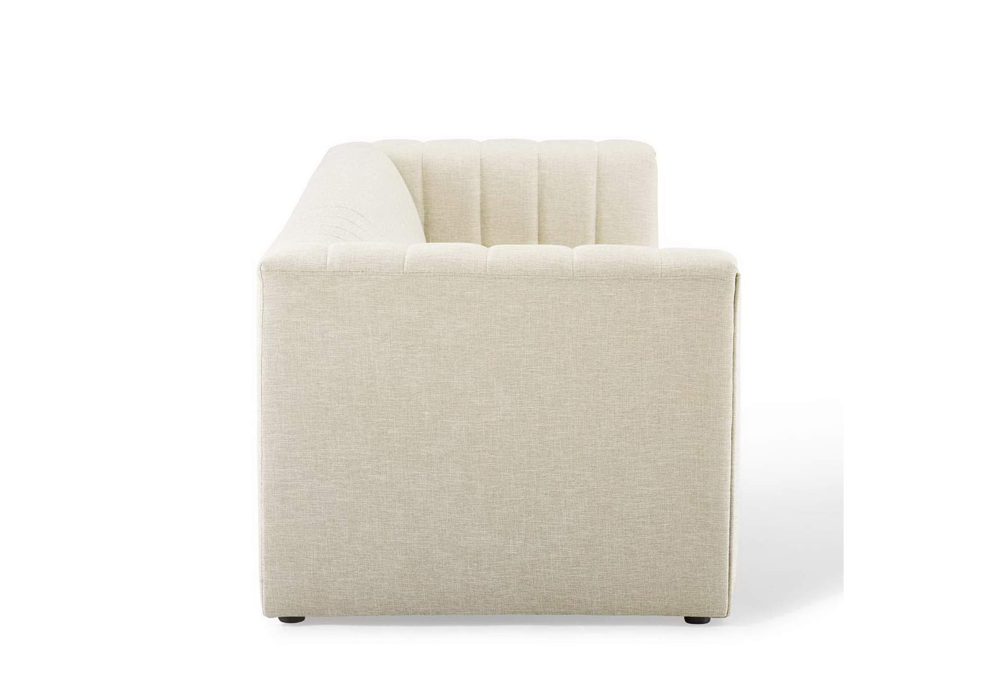 Beige Reflection Channel Tufted Upholstered Fabric Sofa,Modway