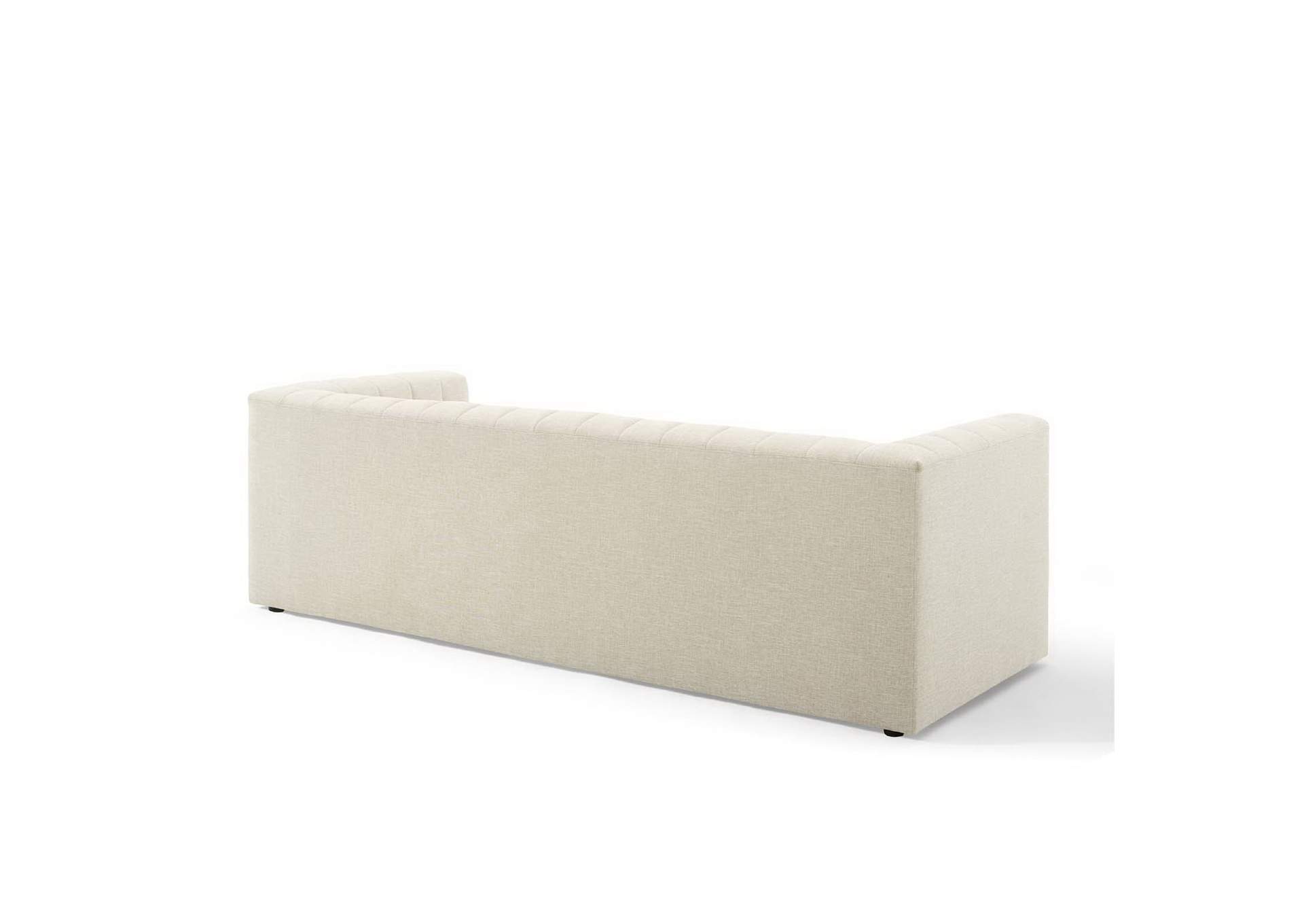 Beige Reflection Channel Tufted Upholstered Fabric Sofa,Modway