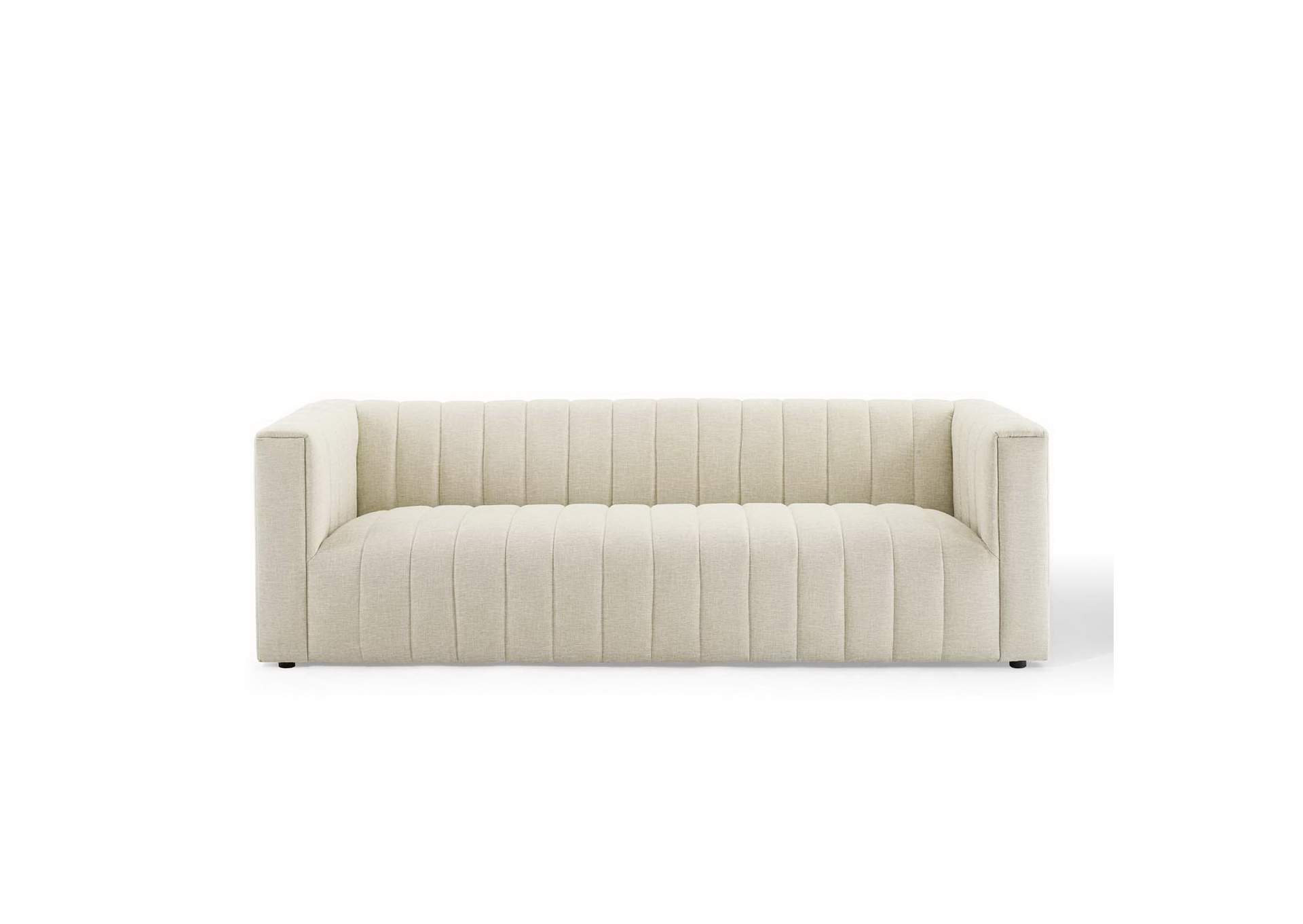 Beige Reflection Channel Tufted Upholstered Fabric Sofa,Modway