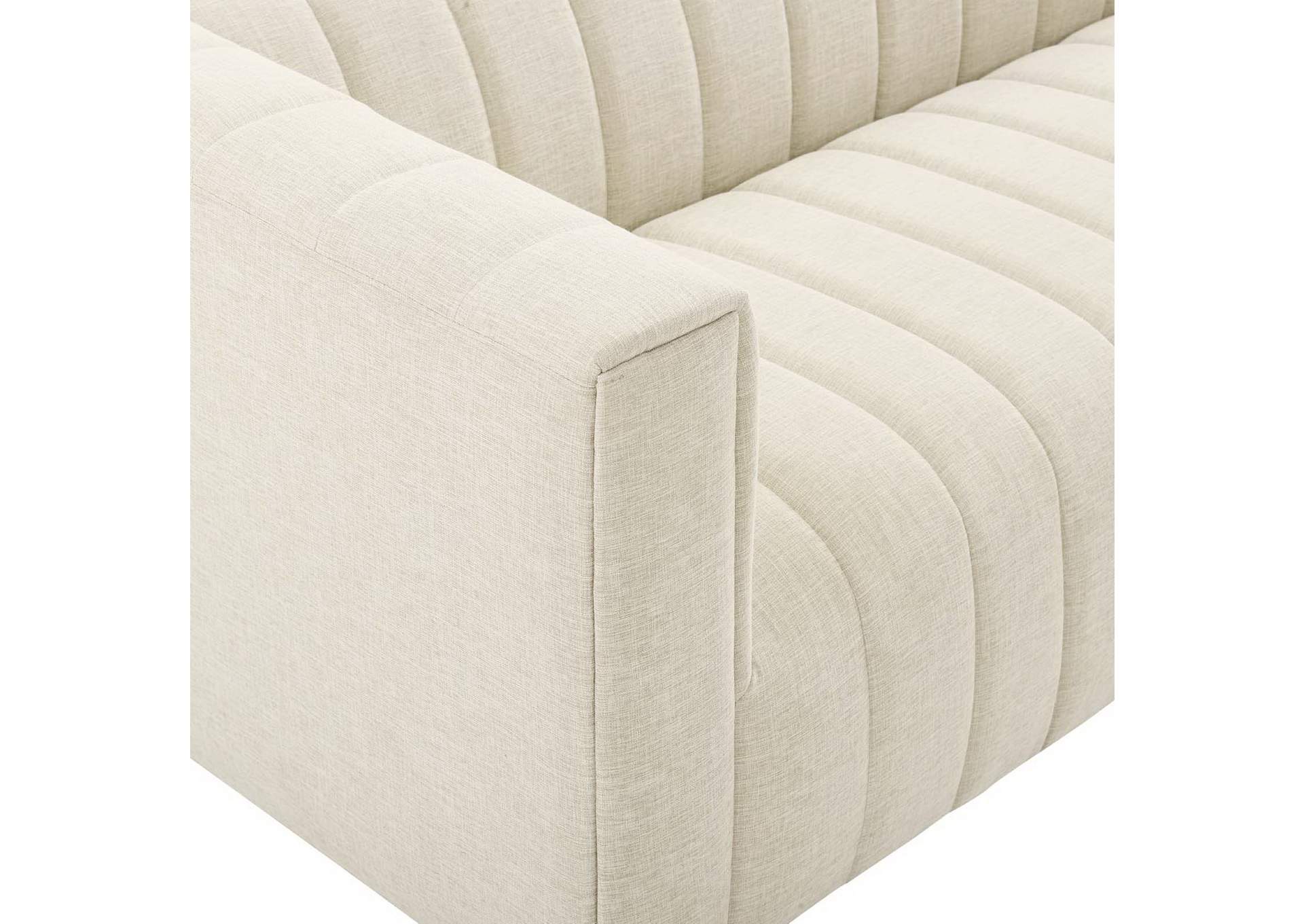 Beige Reflection Channel Tufted Upholstered Fabric Sofa,Modway