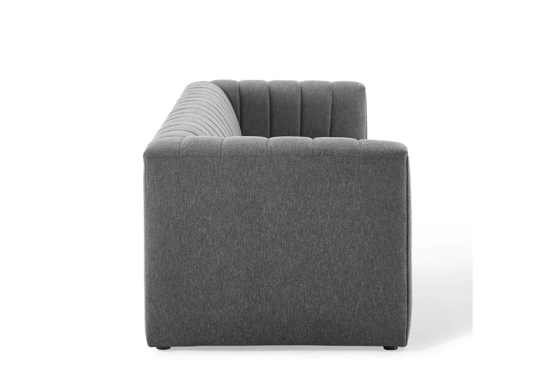 Charcoal Reflection Channel Tufted Upholstered Fabric Sofa,Modway