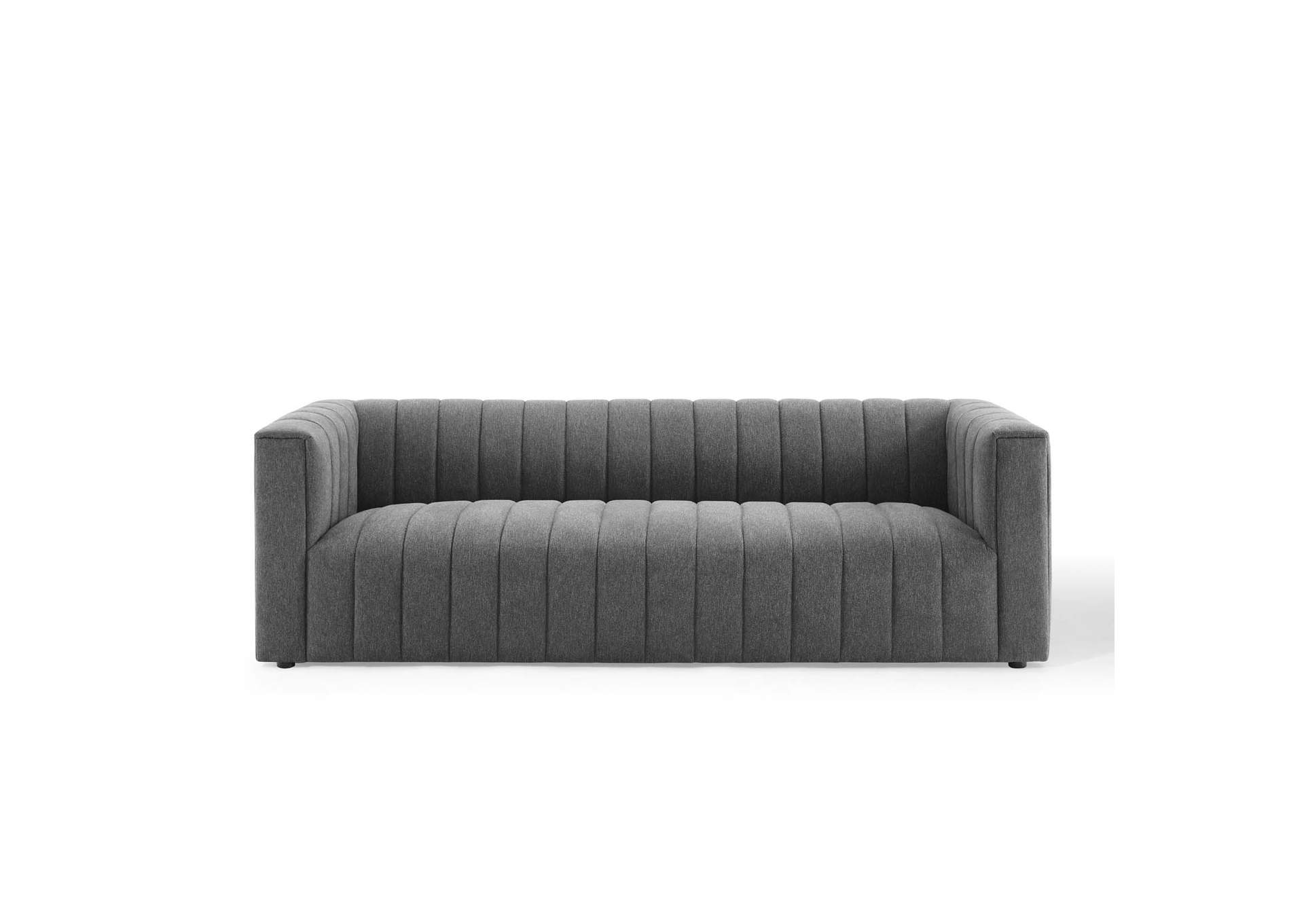 Charcoal Reflection Channel Tufted Upholstered Fabric Sofa,Modway