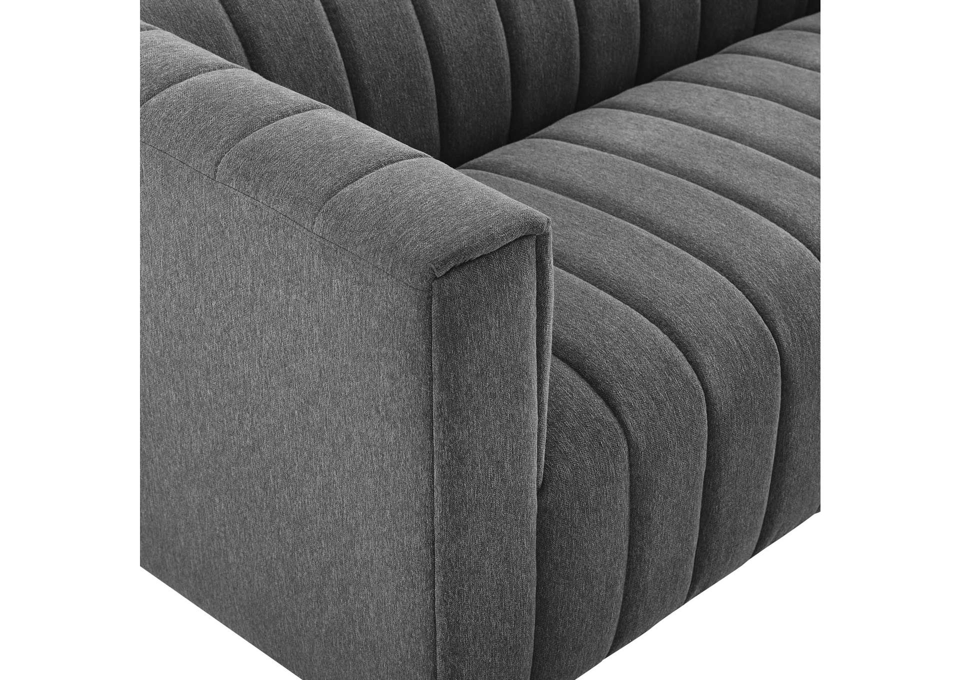 Charcoal Reflection Channel Tufted Upholstered Fabric Sofa,Modway