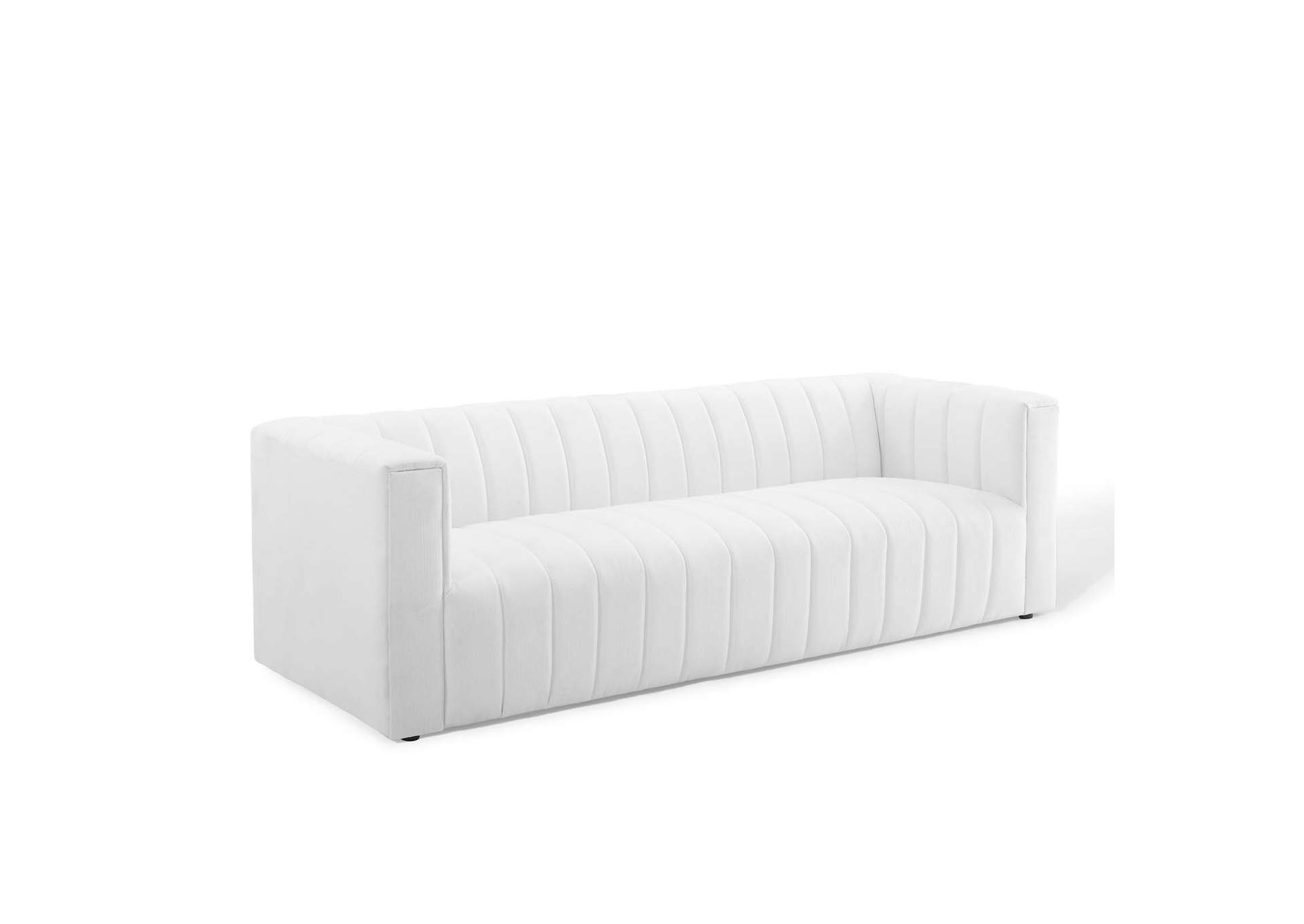 White Reflection Channel Tufted Upholstered Fabric Sofa,Modway