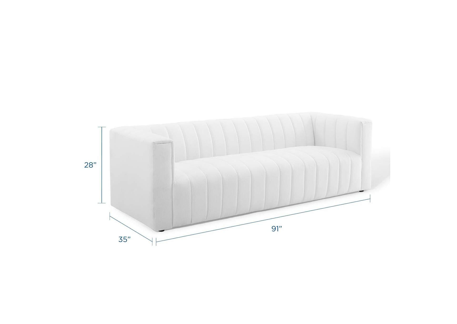 White Reflection Channel Tufted Upholstered Fabric Sofa,Modway