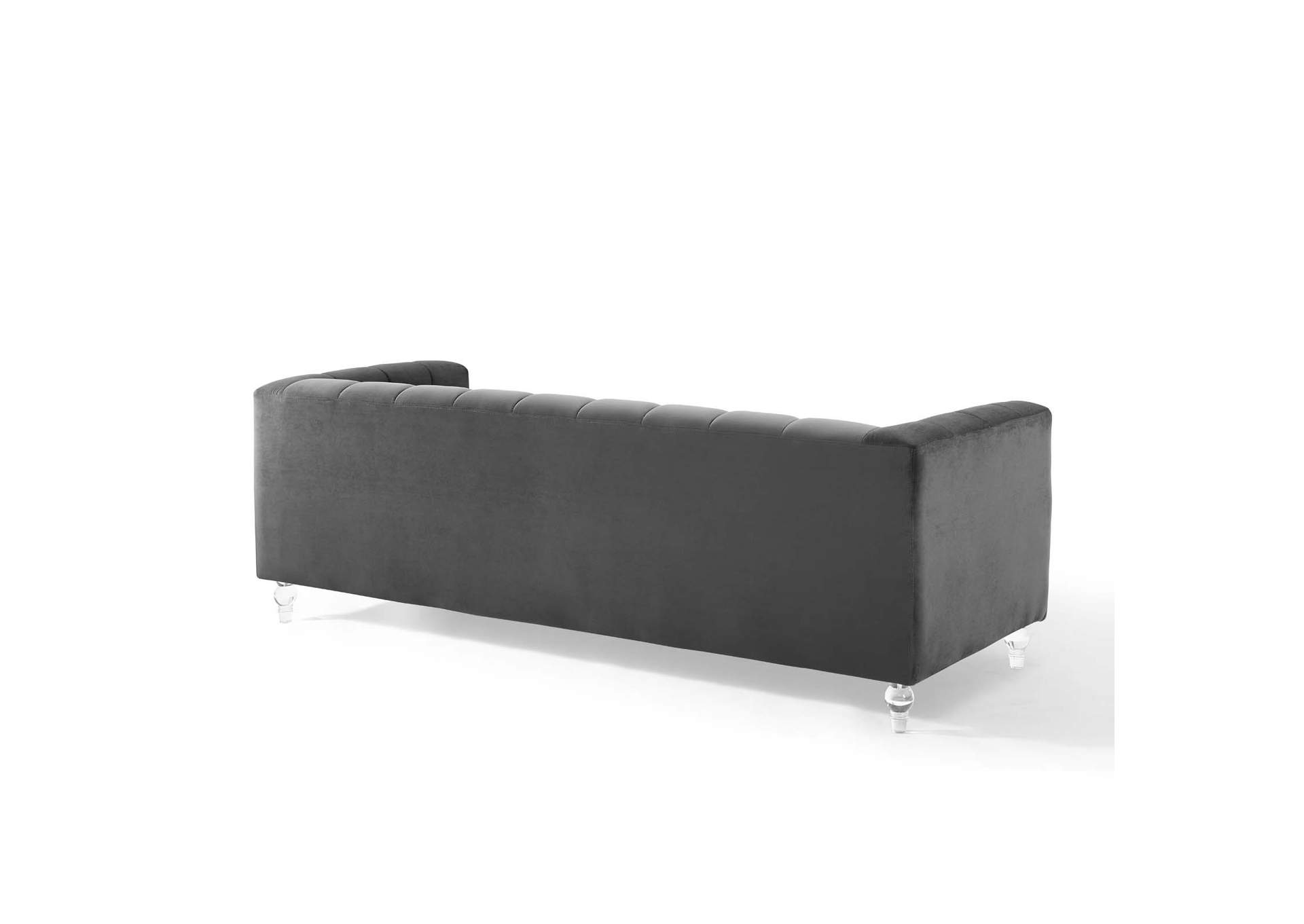 Charcoal Mesmer Channel Tufted Button Performance Velvet Sofa,Modway