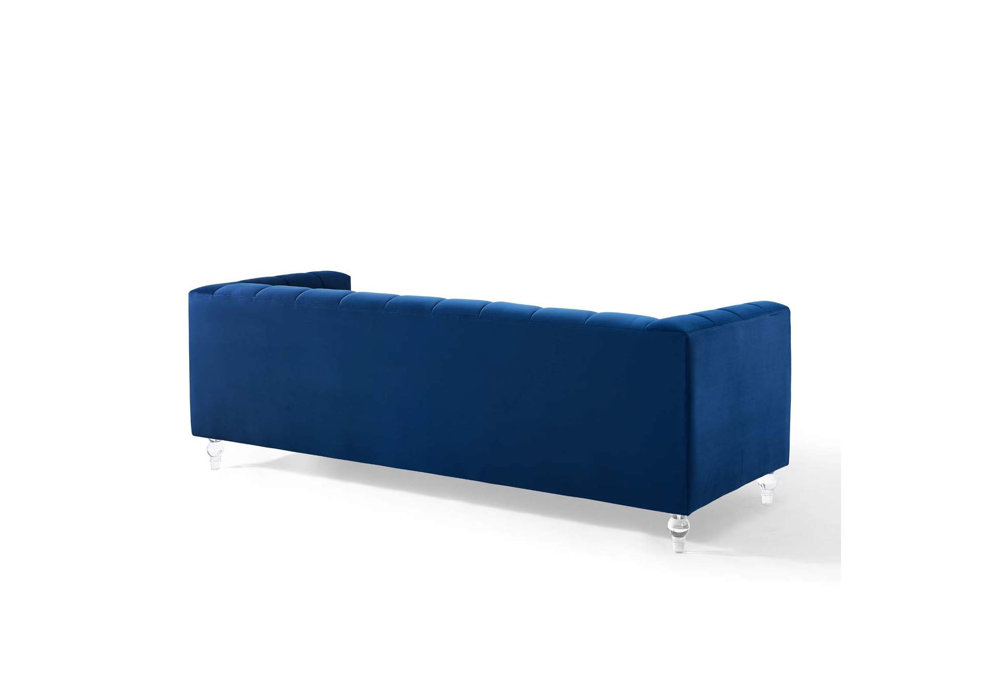 Navy Mesmer Channel Tufted Button Performance Velvet Sofa,Modway