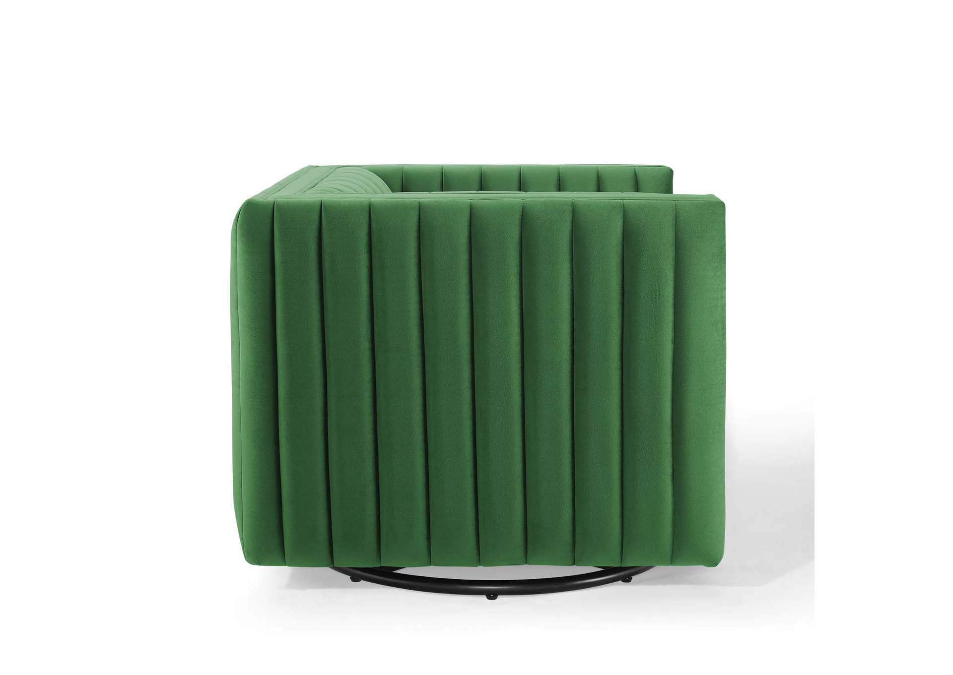 Emerald Conjure Channel Tufted Performance Velvet Swivel Arm Chair,Modway