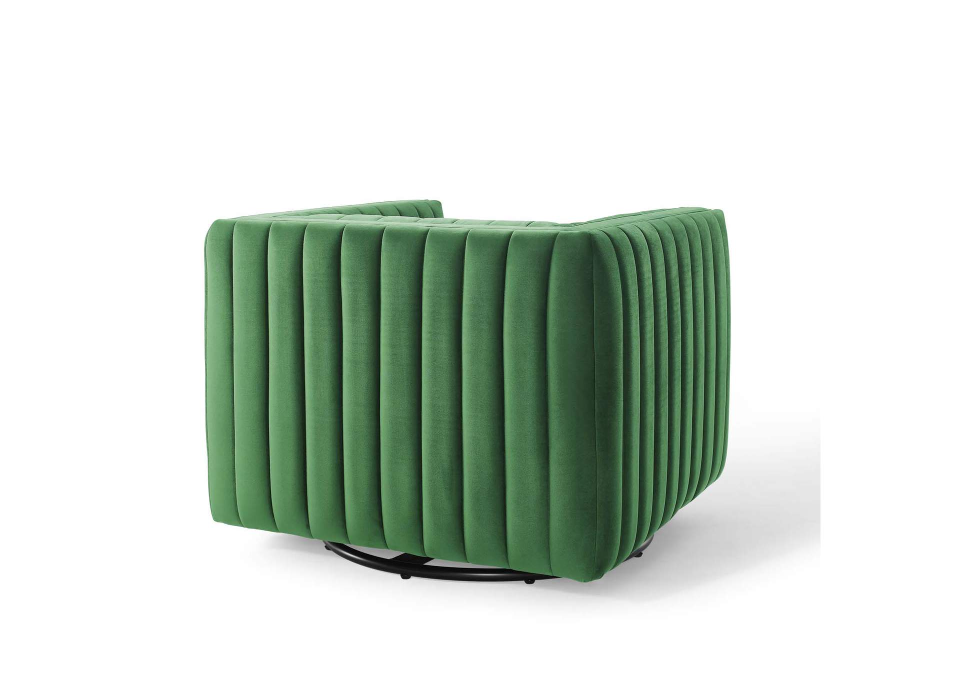 Emerald Conjure Channel Tufted Performance Velvet Swivel Arm Chair,Modway