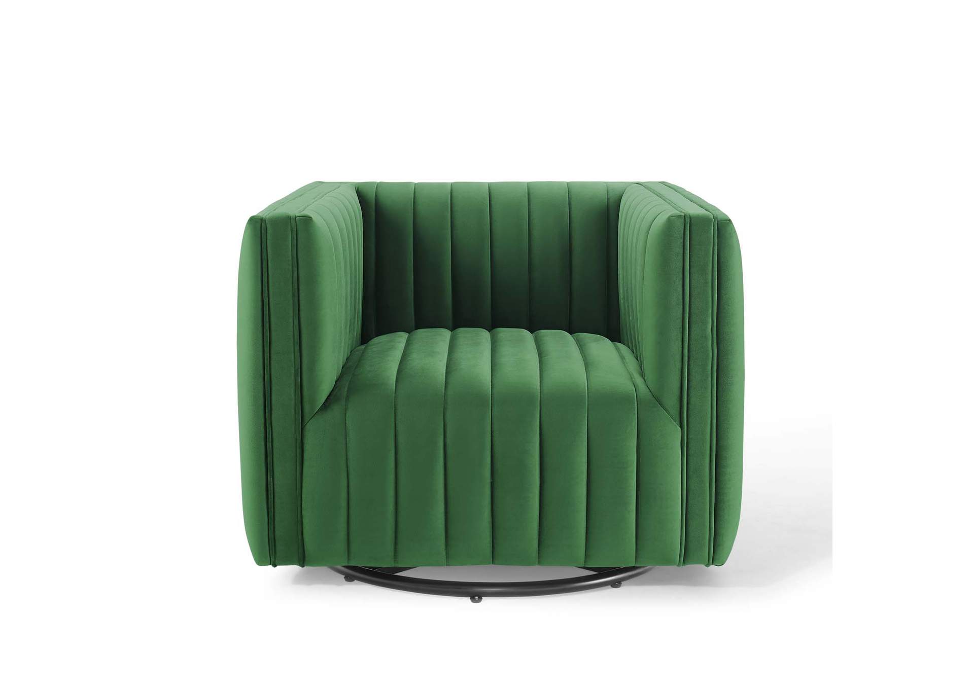 Emerald Conjure Channel Tufted Performance Velvet Swivel Arm Chair,Modway