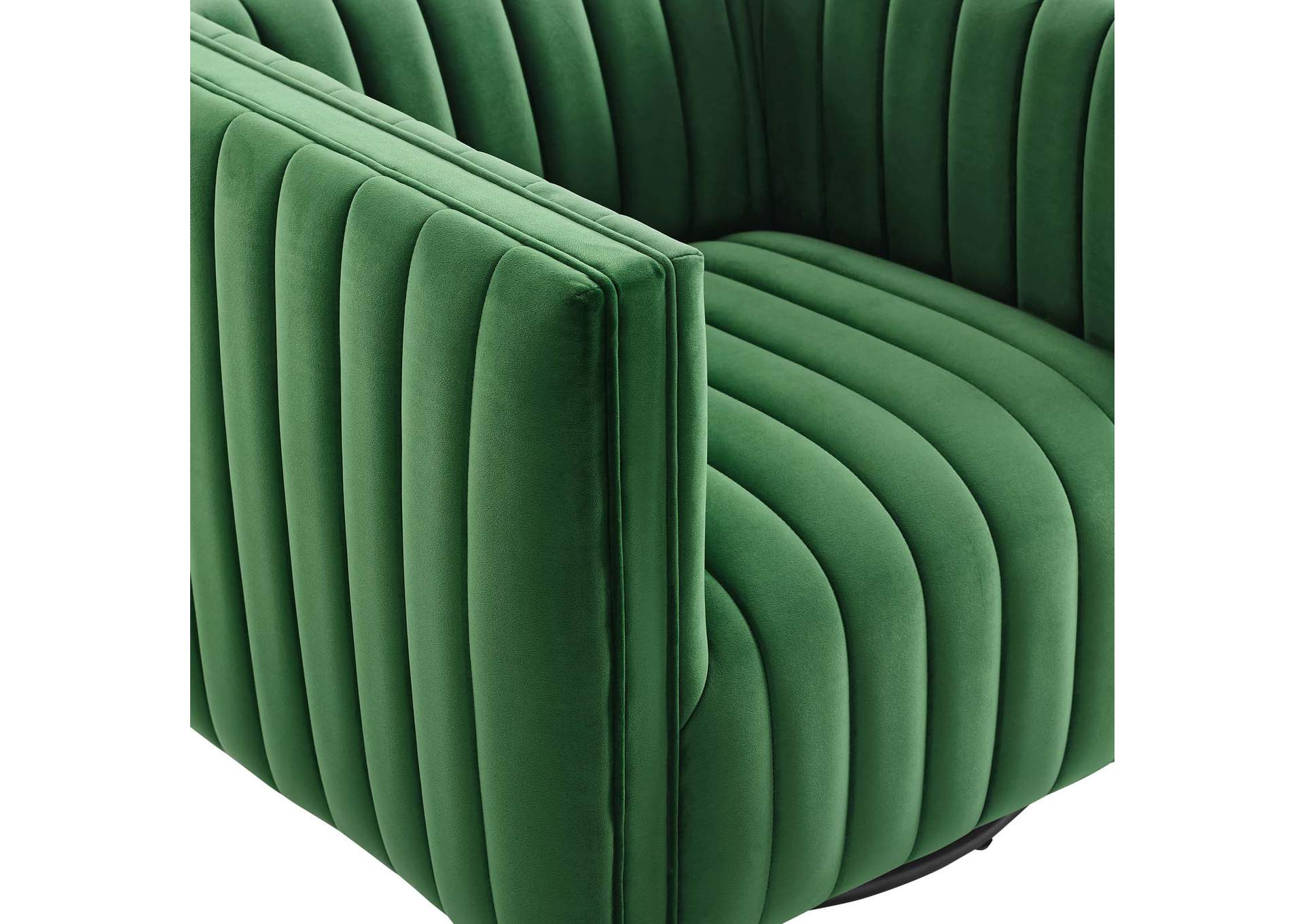 Emerald Conjure Channel Tufted Performance Velvet Swivel Arm Chair,Modway