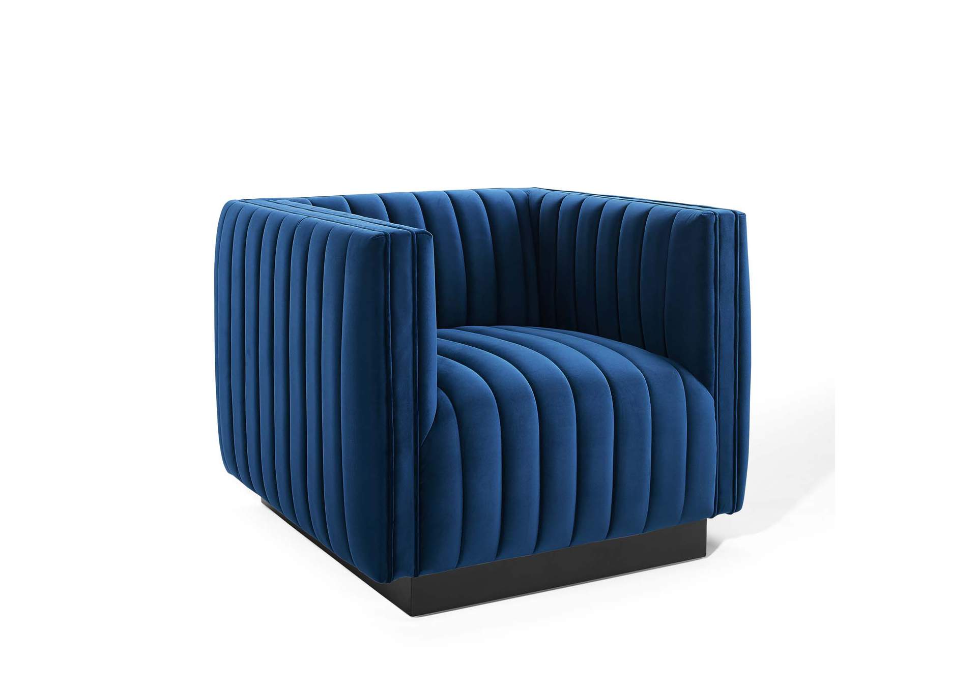 Navy Conjure Channel Tufted Performance Velvet Accent Arm Chair,Modway