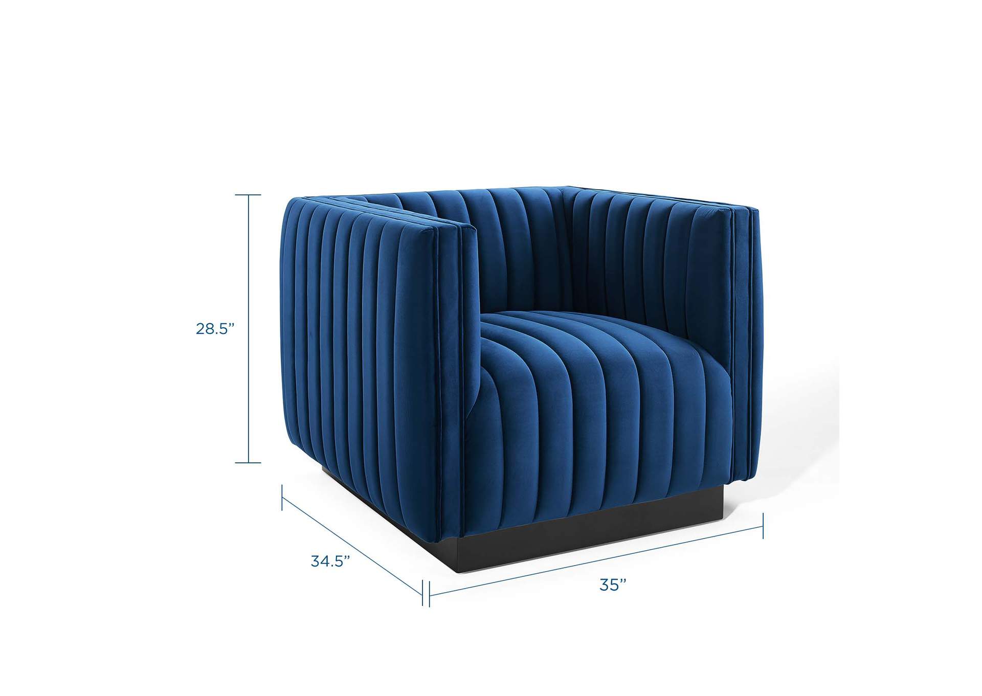 Navy Conjure Channel Tufted Performance Velvet Accent Arm Chair,Modway