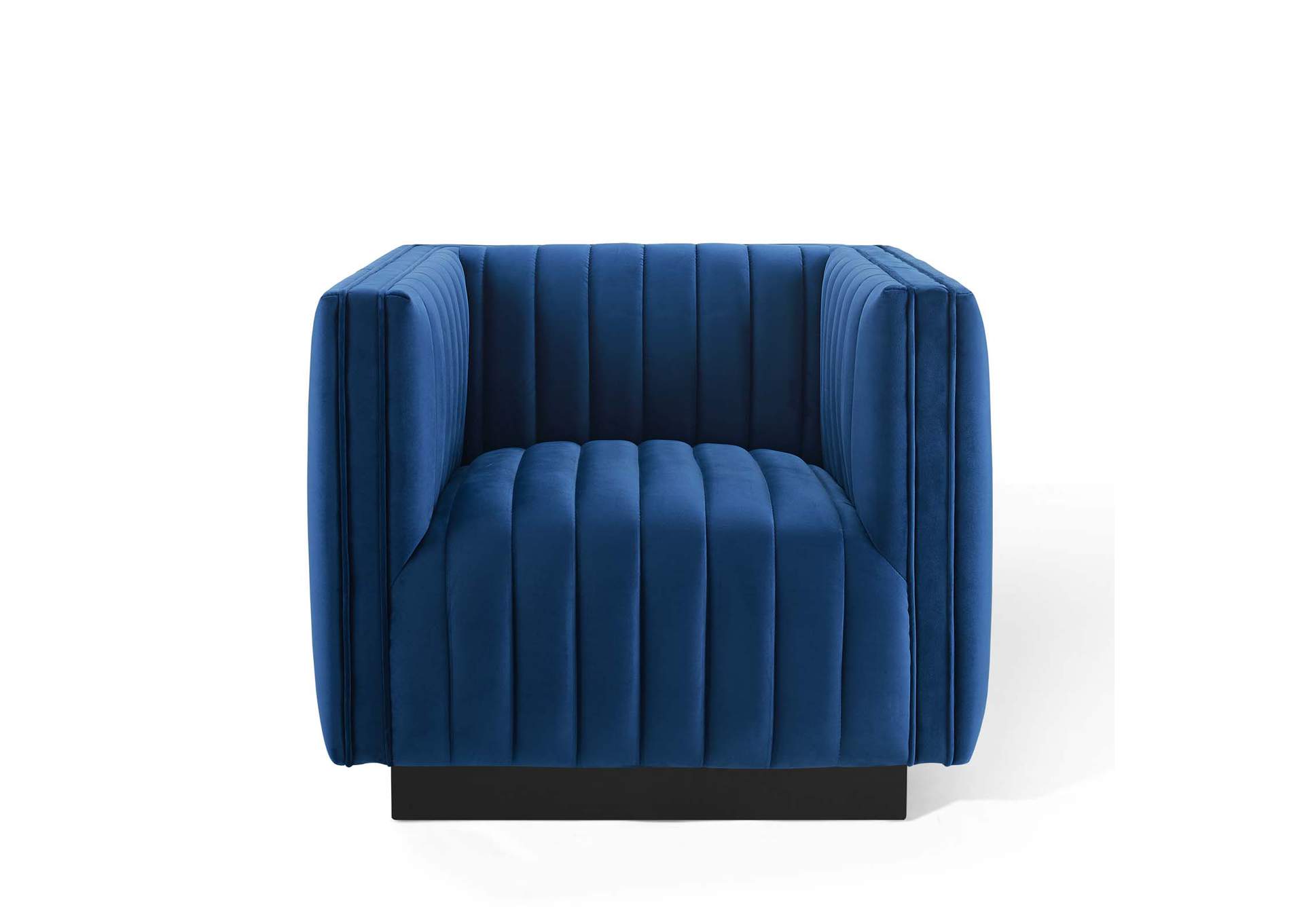 Navy Conjure Channel Tufted Performance Velvet Accent Arm Chair,Modway