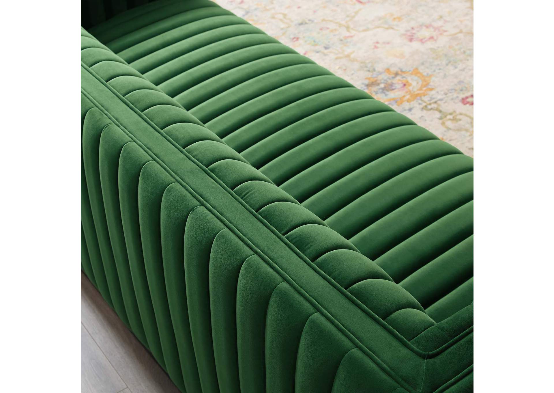 Emerald Conjure Channel Tufted Velvet Sofa,Modway
