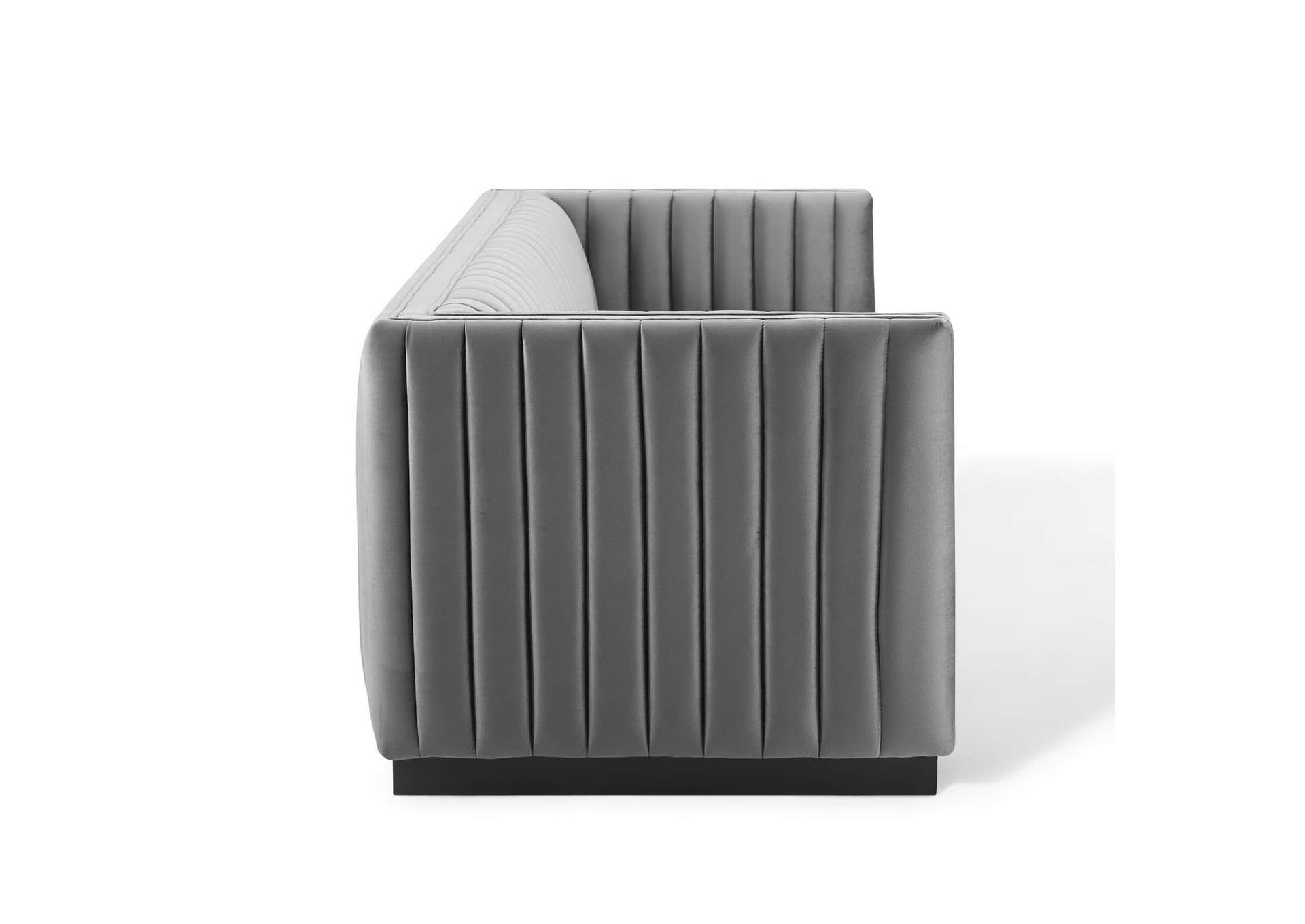 Gray Conjure Channel Tufted Velvet Sofa,Modway