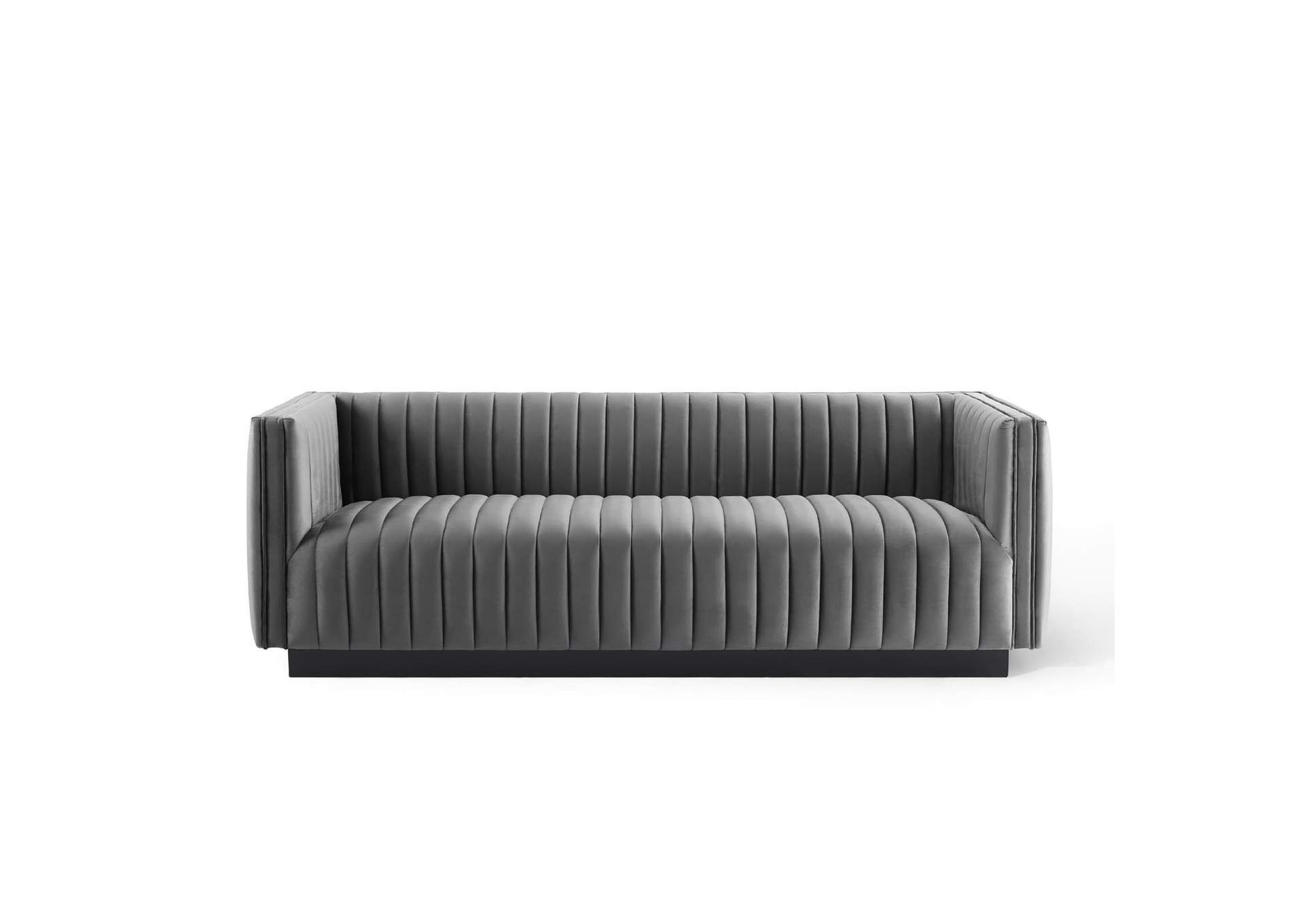 Gray Conjure Channel Tufted Velvet Sofa,Modway