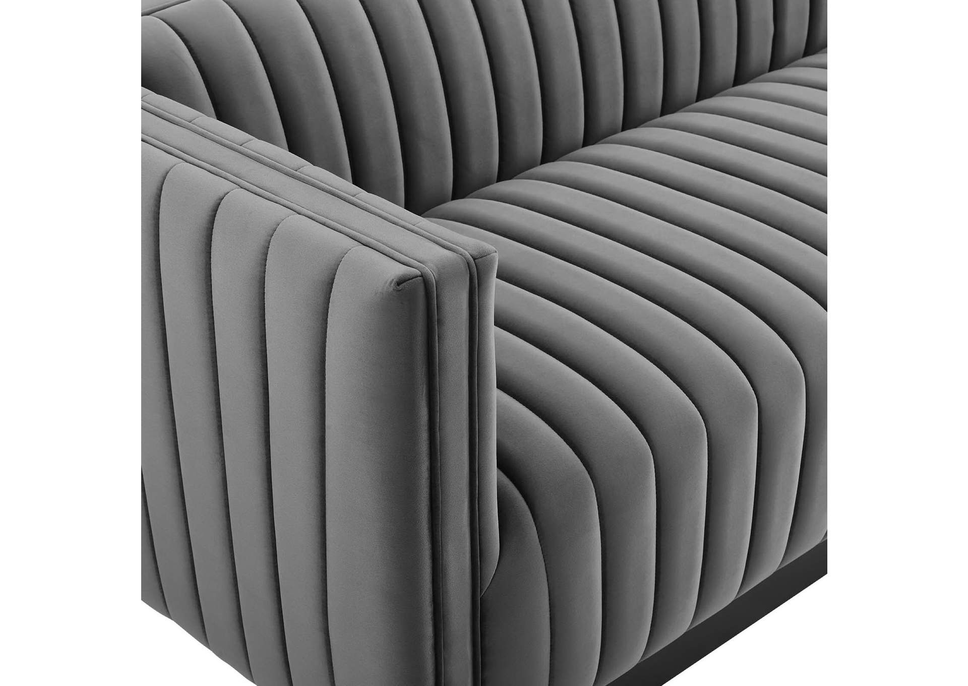 Gray Conjure Channel Tufted Velvet Sofa,Modway