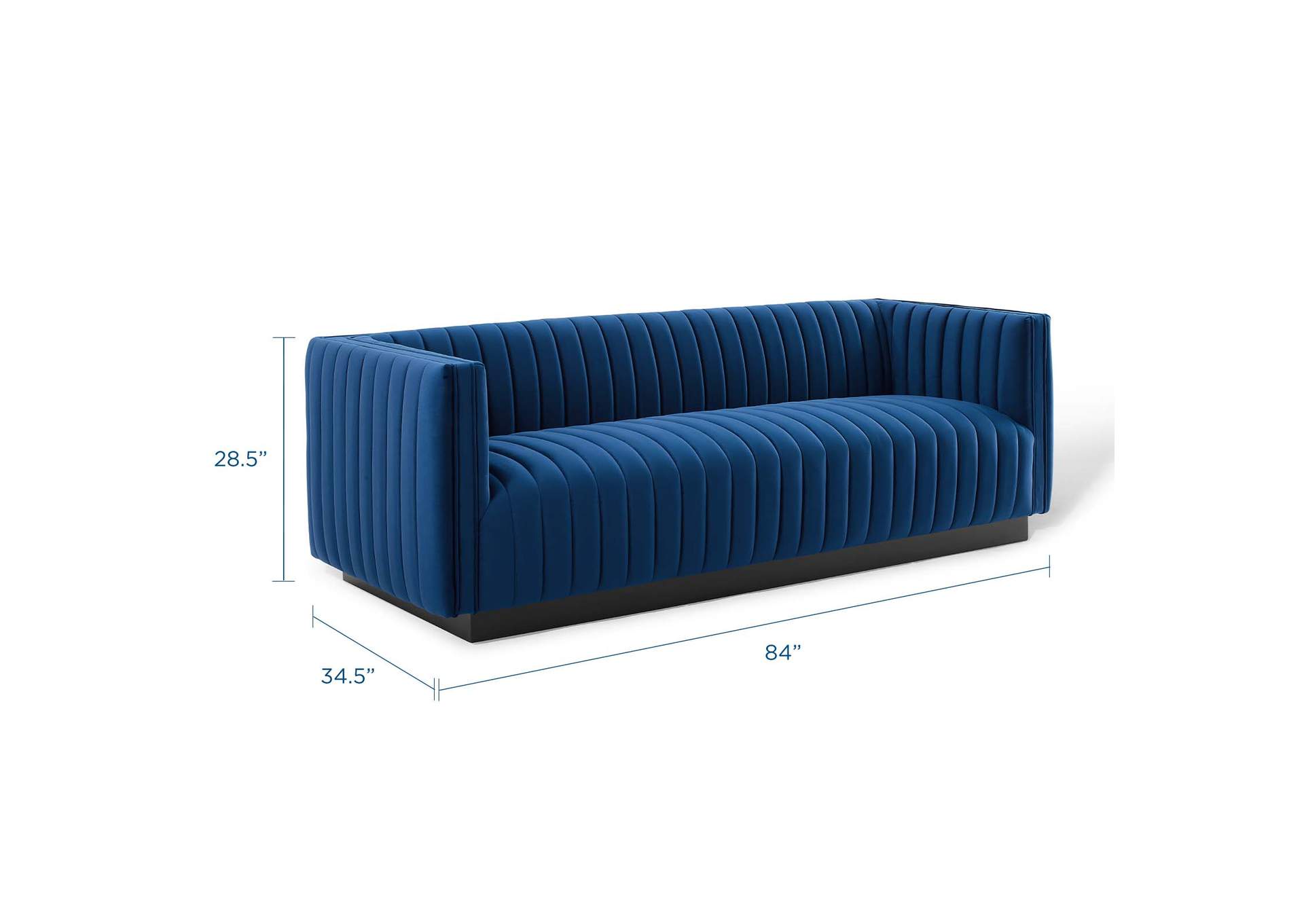 Navy Conjure Channel Tufted Velvet Sofa,Modway