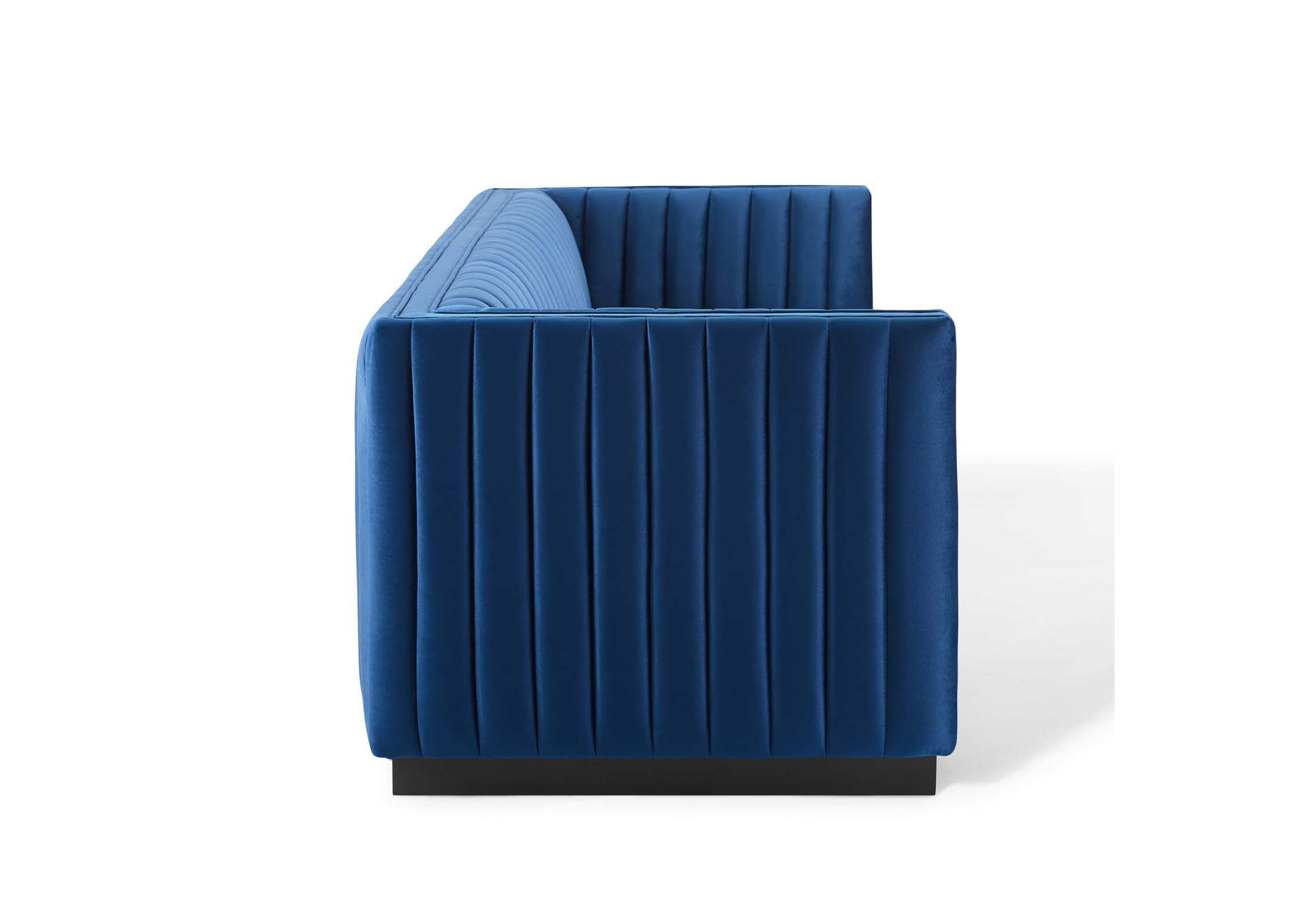 Navy Conjure Channel Tufted Velvet Sofa,Modway