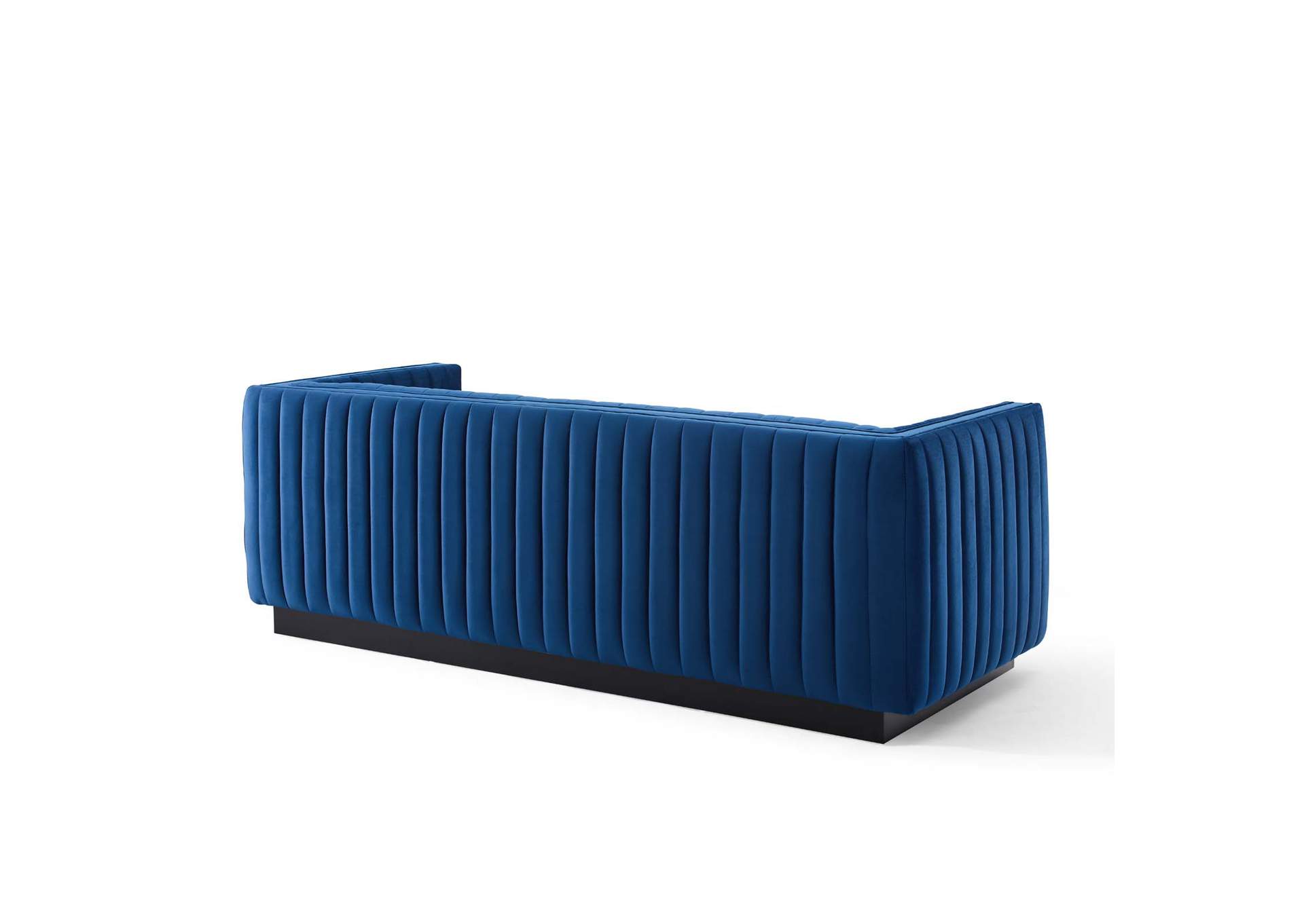 Navy Conjure Channel Tufted Velvet Sofa,Modway