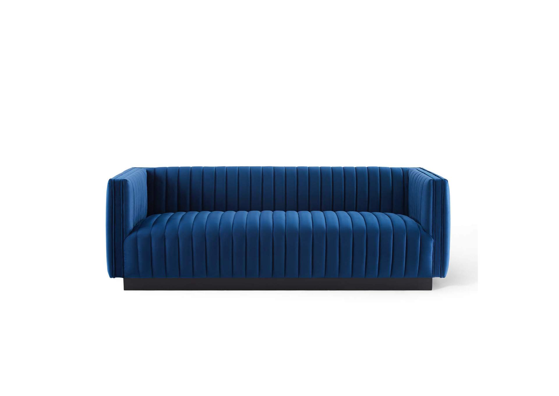 Navy Conjure Channel Tufted Velvet Sofa,Modway