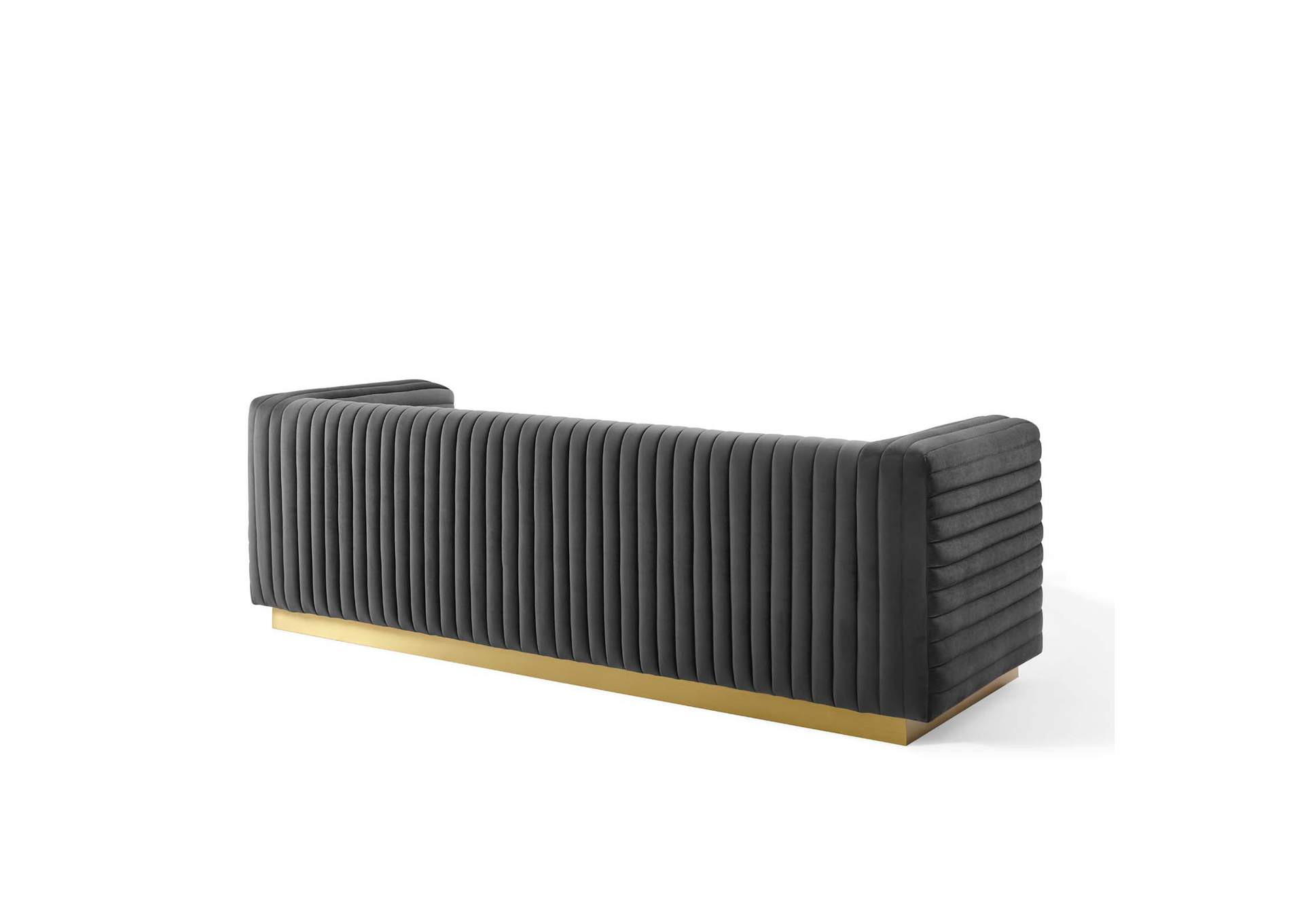 Charcoal Charisma Channel Tufted Performance Velvet Living Room Sofa,Modway