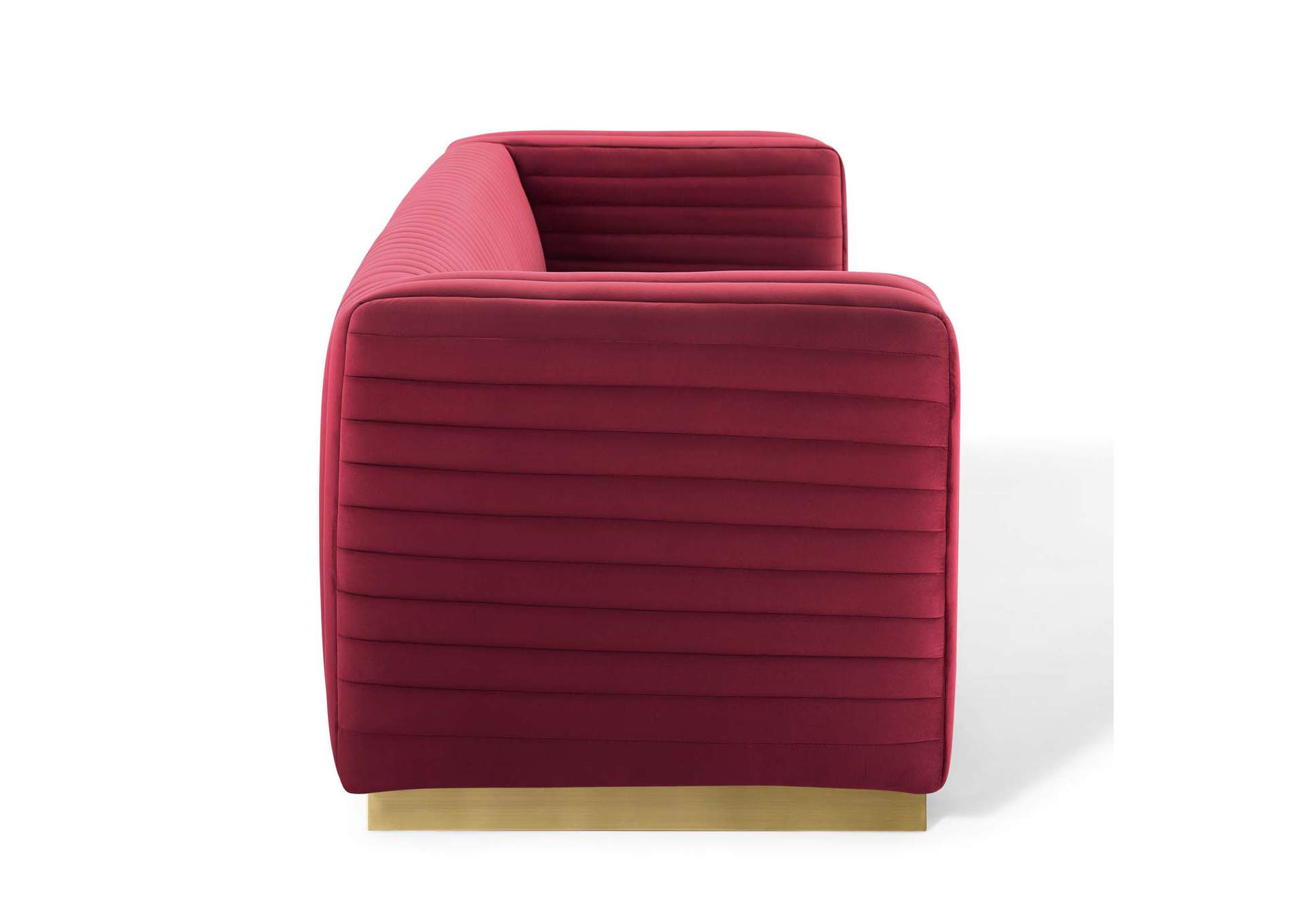 Maroon Charisma Channel Tufted Performance Velvet Living Room Sofa,Modway
