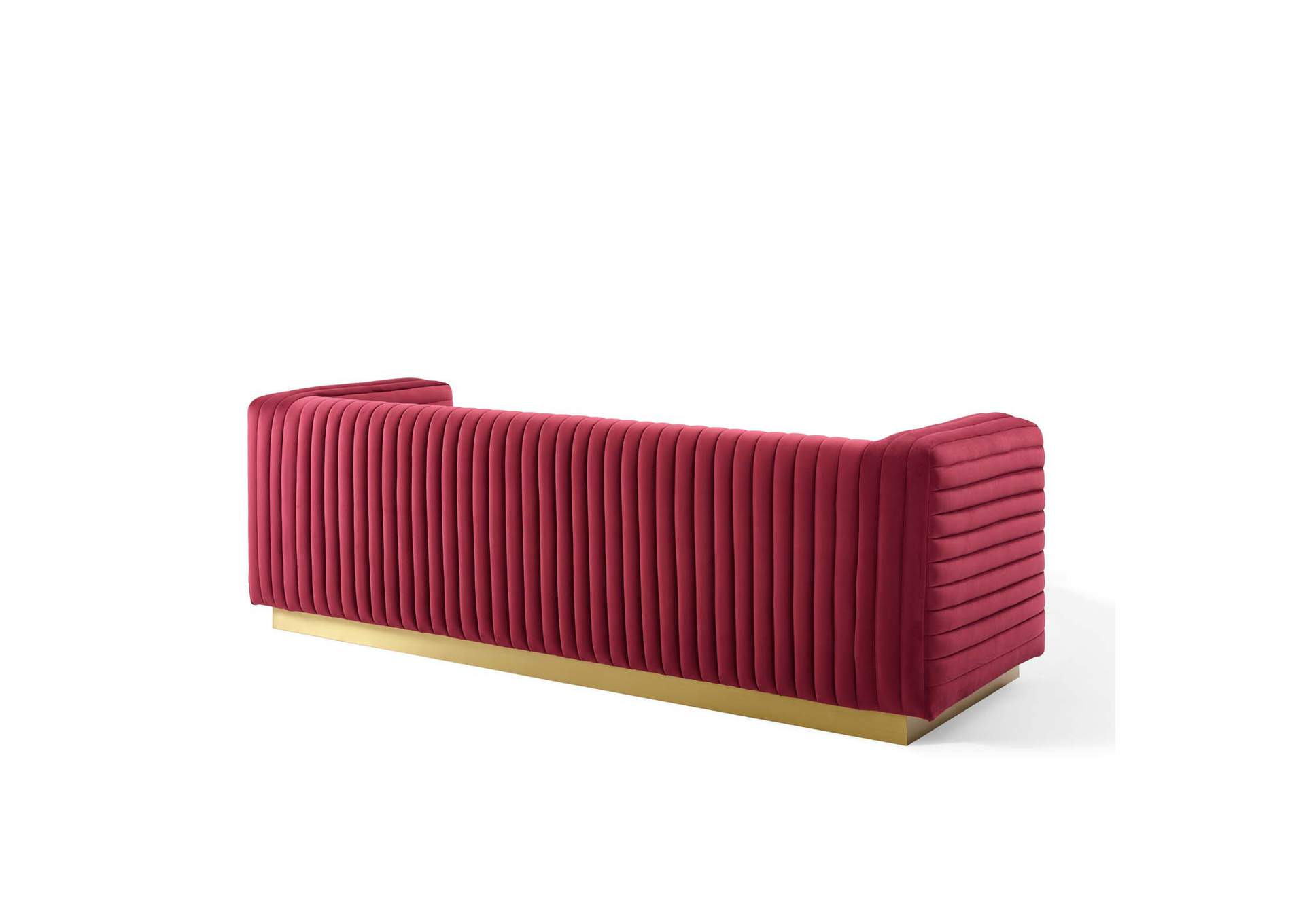 Maroon Charisma Channel Tufted Performance Velvet Living Room Sofa,Modway