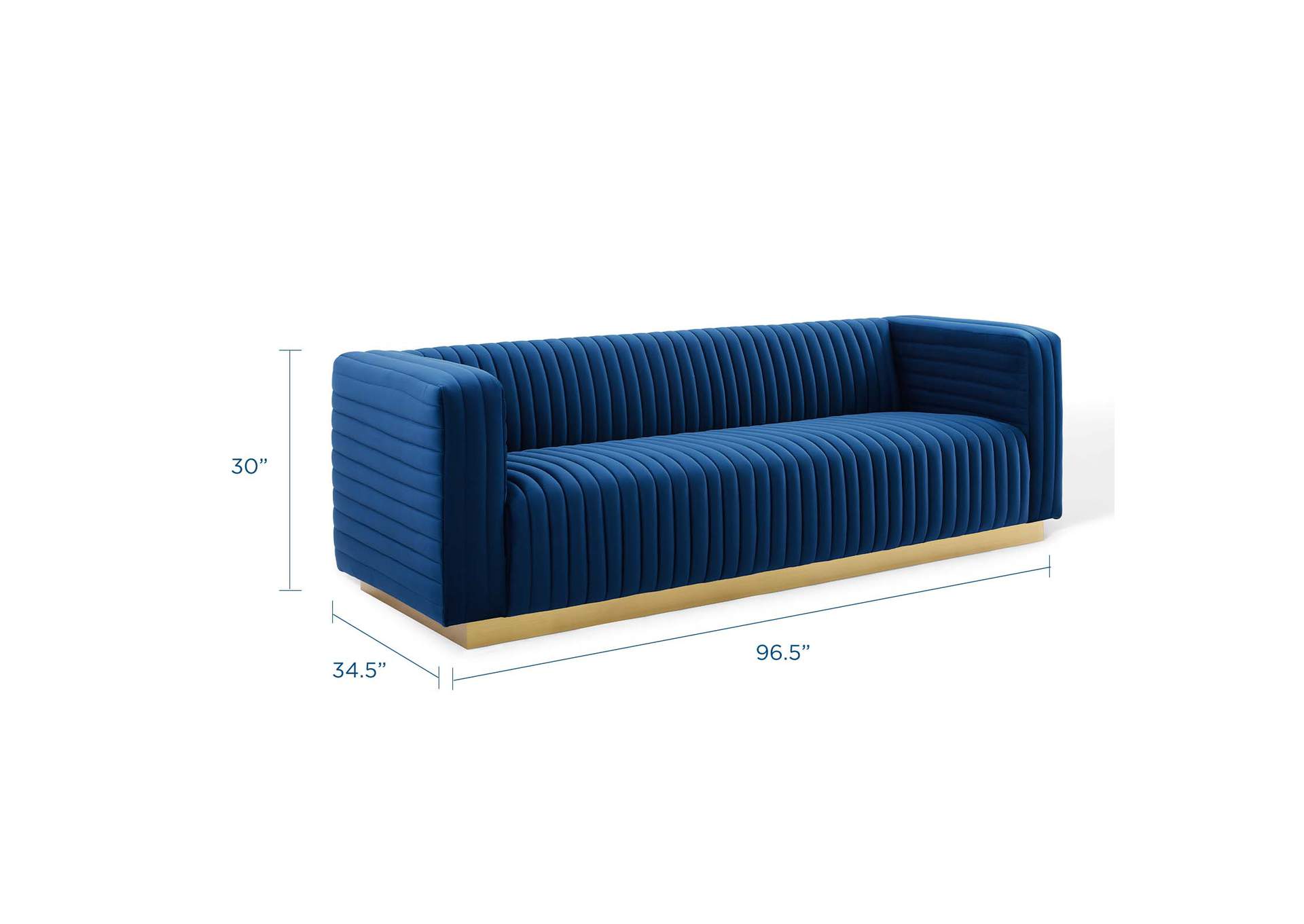Navy Charisma Channel Tufted Performance Velvet Living Room Sofa,Modway