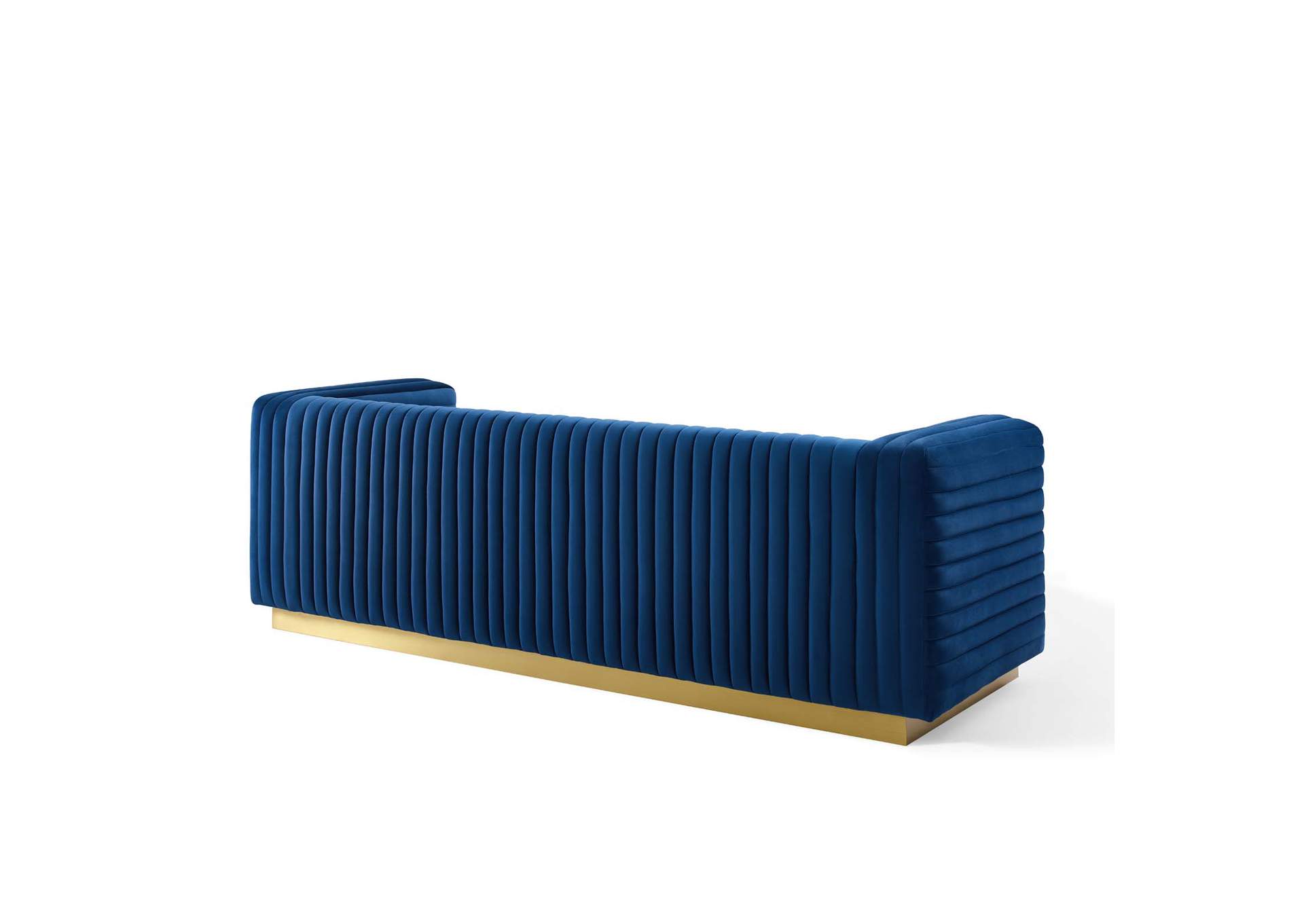 Navy Charisma Channel Tufted Performance Velvet Living Room Sofa,Modway