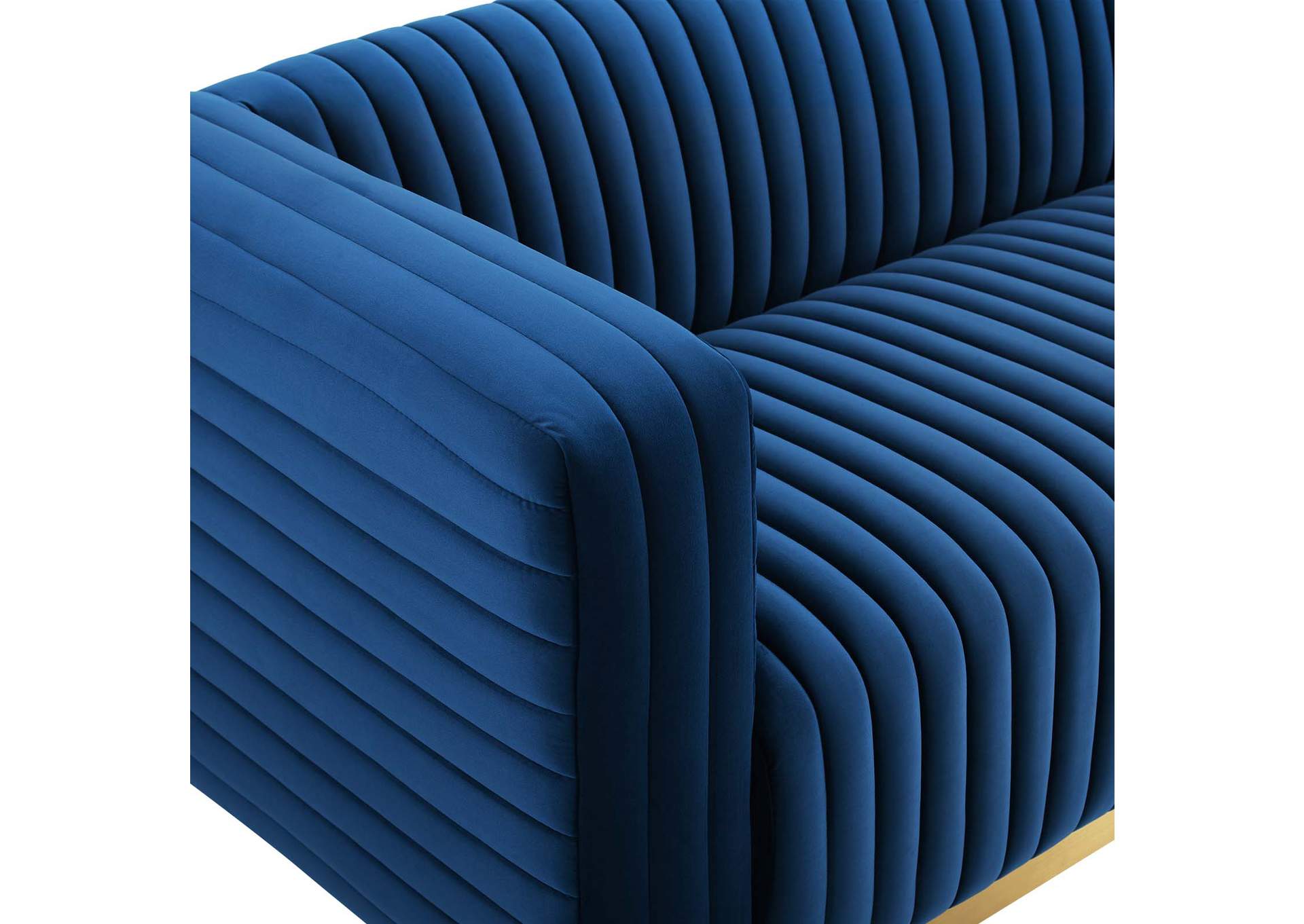 Navy Charisma Channel Tufted Performance Velvet Living Room Sofa,Modway